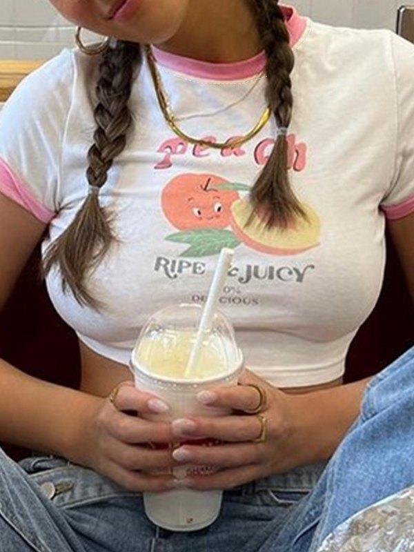 Cropped Juicy Peach Ringer Tee Product Image