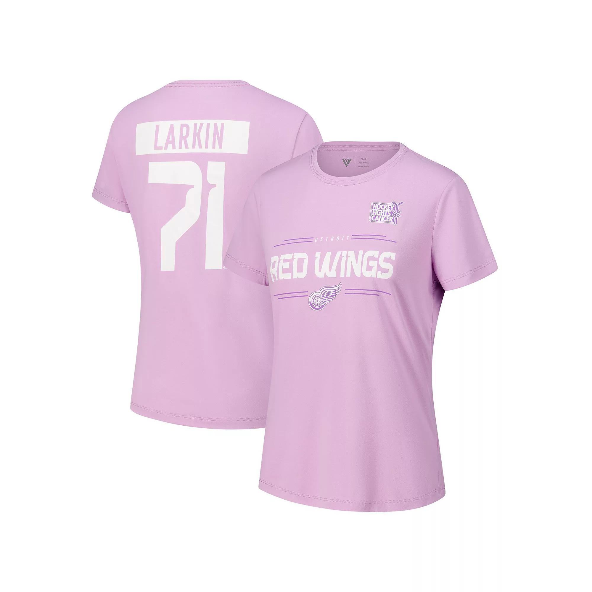 Women's Levelwear Dylan Larkin Lavender Detroit Red Wings Hockey Fights Cancer Anthem Name & Number T-Shirt,  Product Image