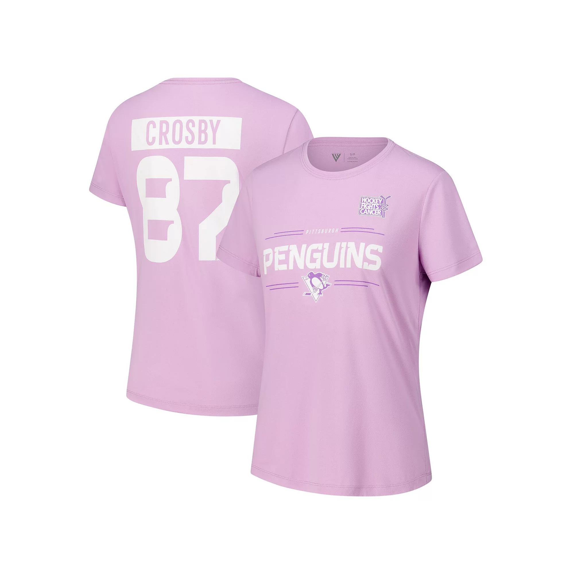 Women's Levelwear Sidney Crosby Lavender Pittsburgh Penguins Hockey Fights Cancer Anthem Name & Number T-Shirt,  Product Image