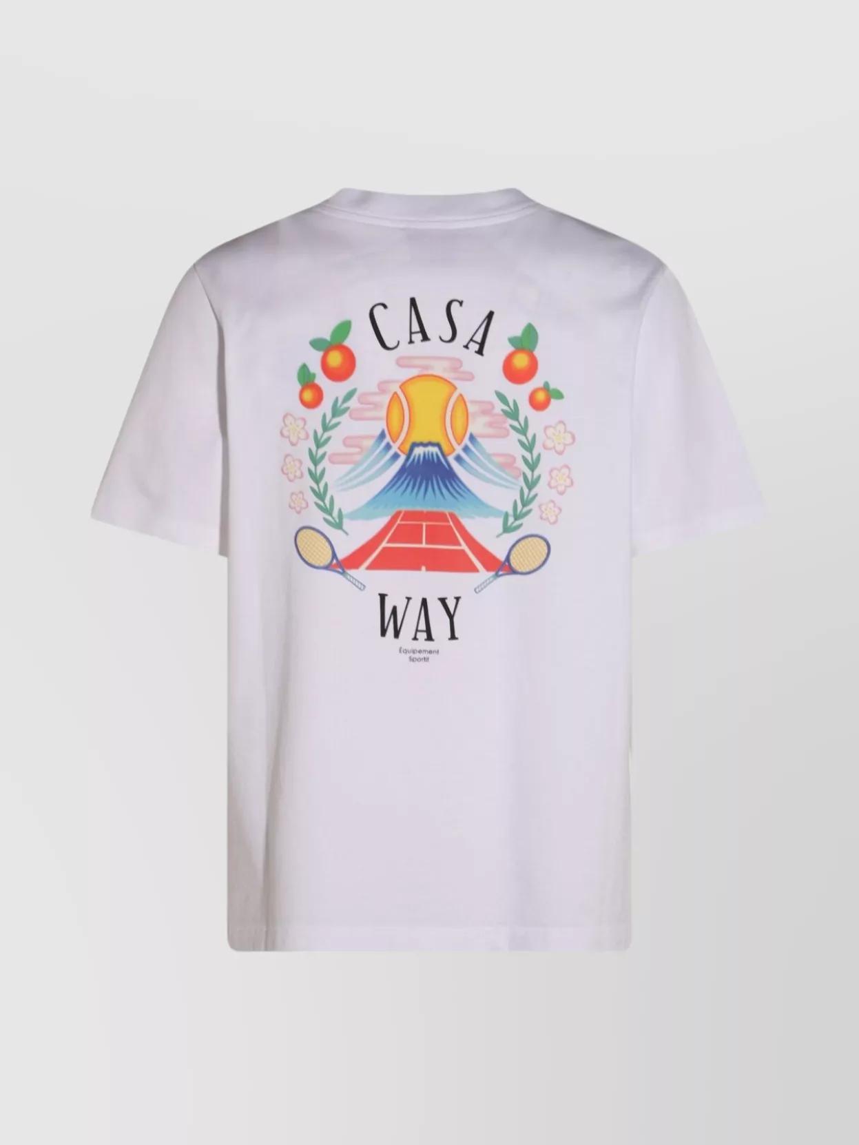 CASABLANCA T-shirt Girocollo Con Logo Sul Fronte In Cotone Bianca Uomo In Neutral Product Image