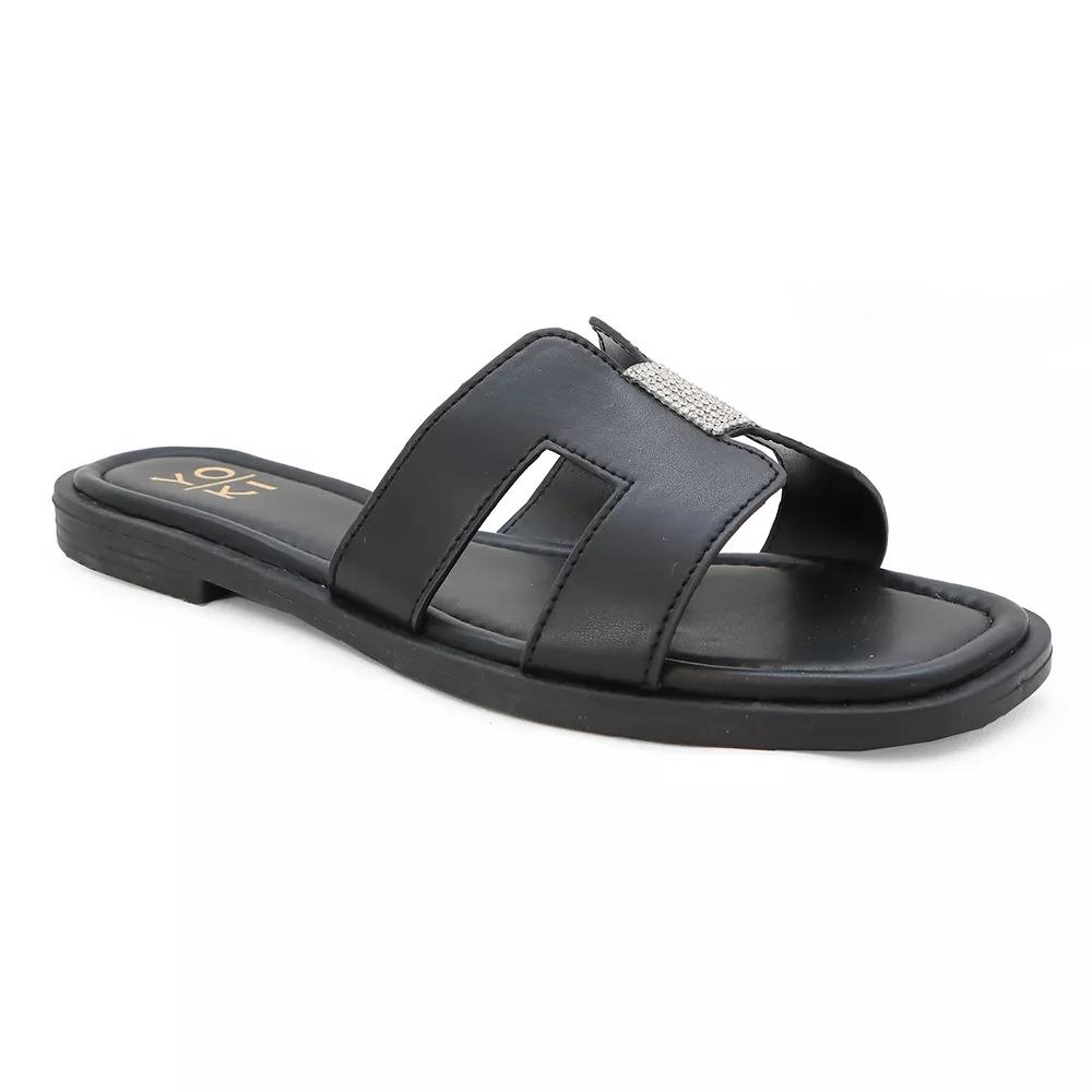 Yoki Women's H-Band Upper Flat Sandal, Size: 7.5 Medium, Black Product Image