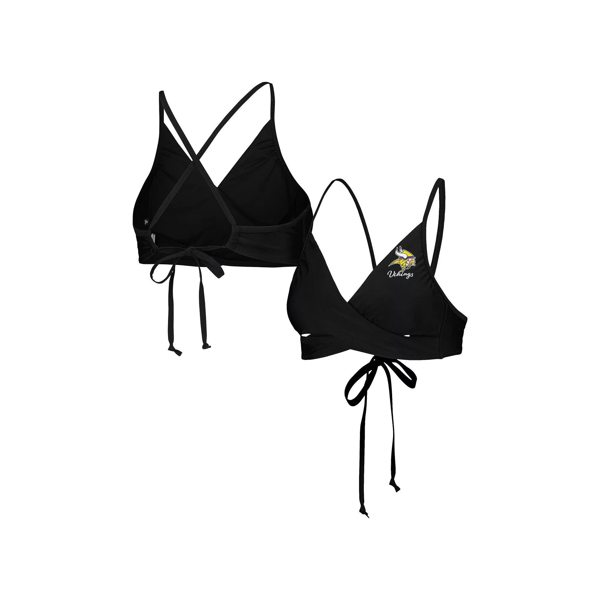 Women's G-III 4Her by Carl Banks Black Minnesota Vikings Hall of Fame Bikini Top, Size: XL Product Image