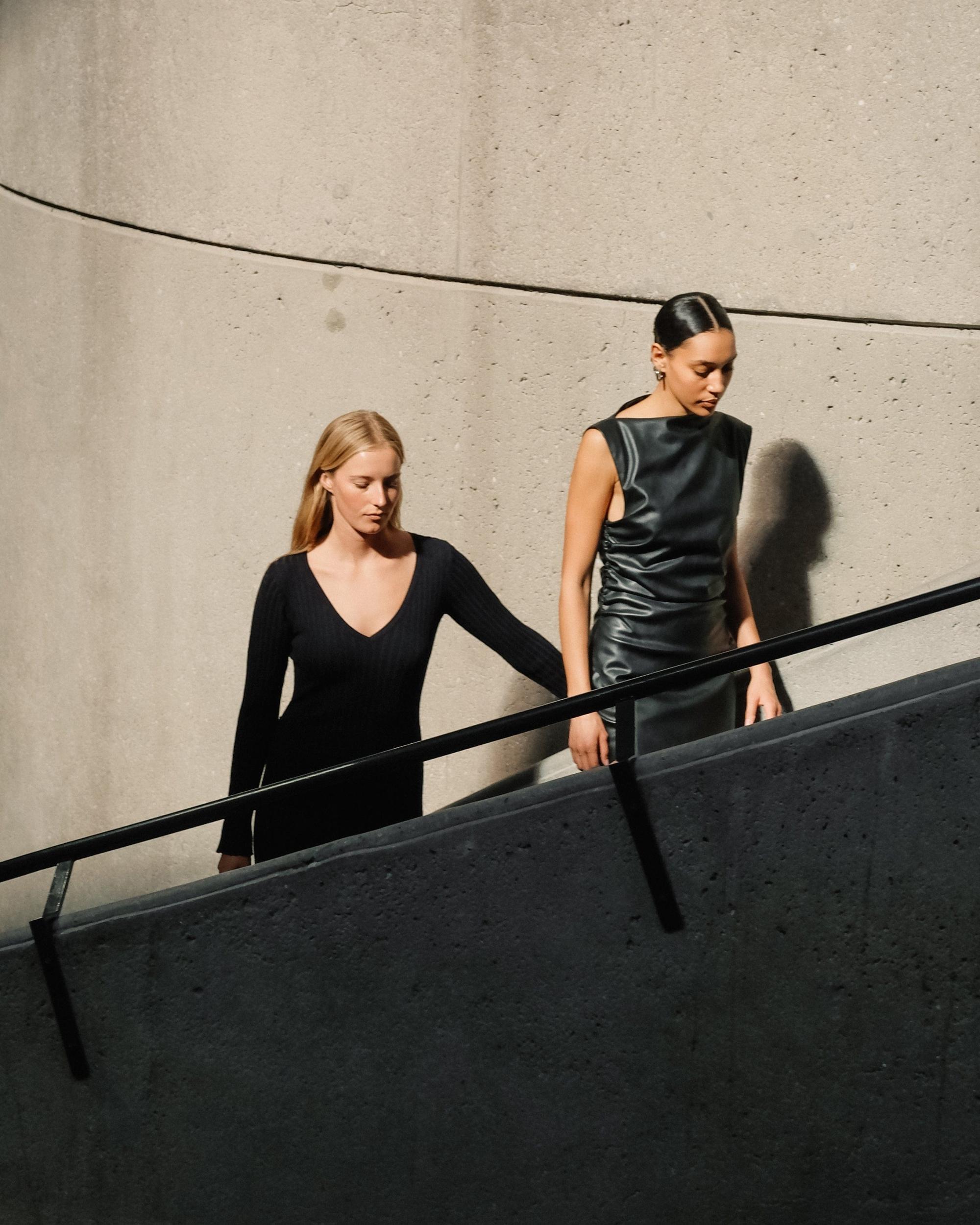 Channing Vegan Leather Wrap-Neck Dress Product Image