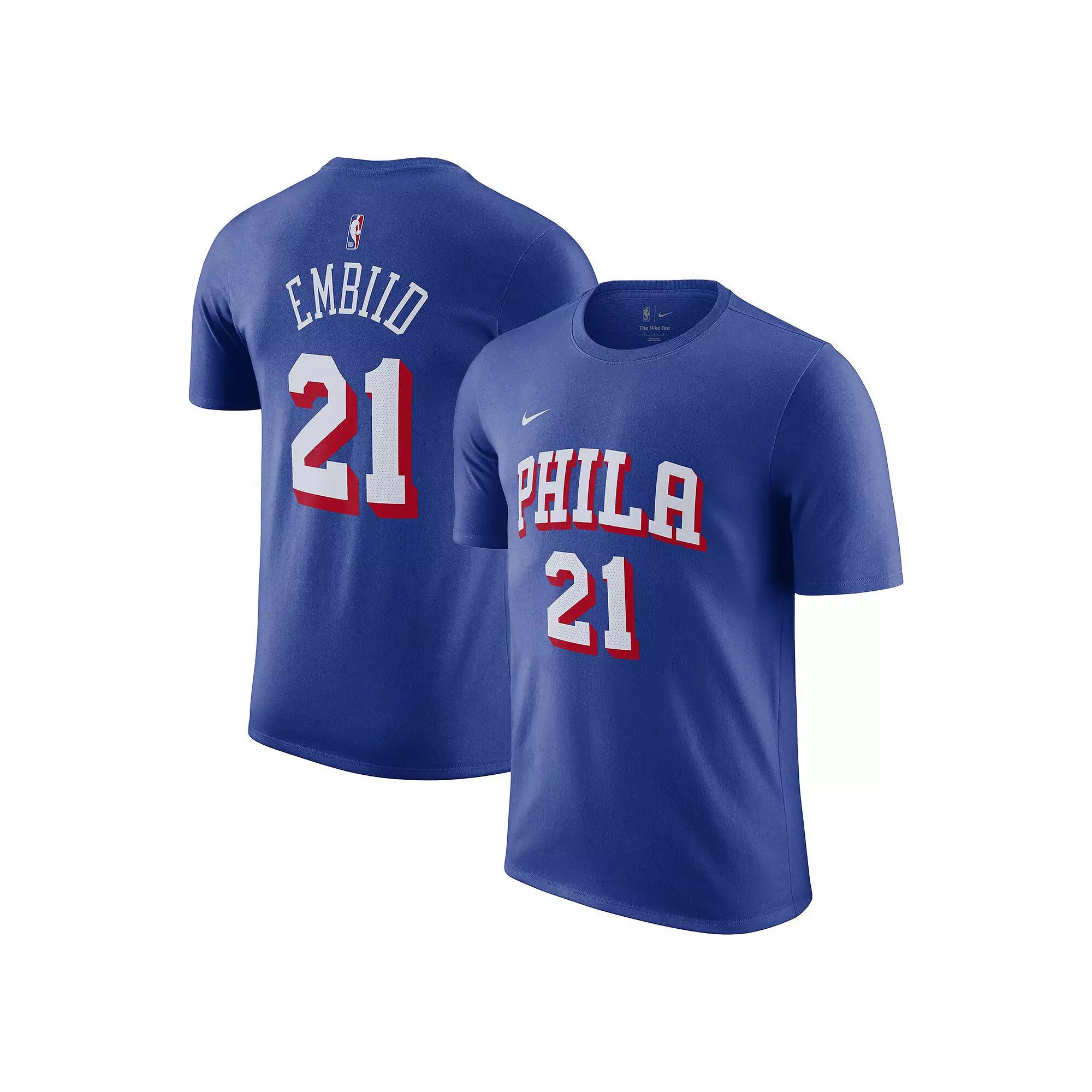 Men's Nike Joel Embiid Royal Philadelphia 76ers Name & Number T-Shirt,  Product Image