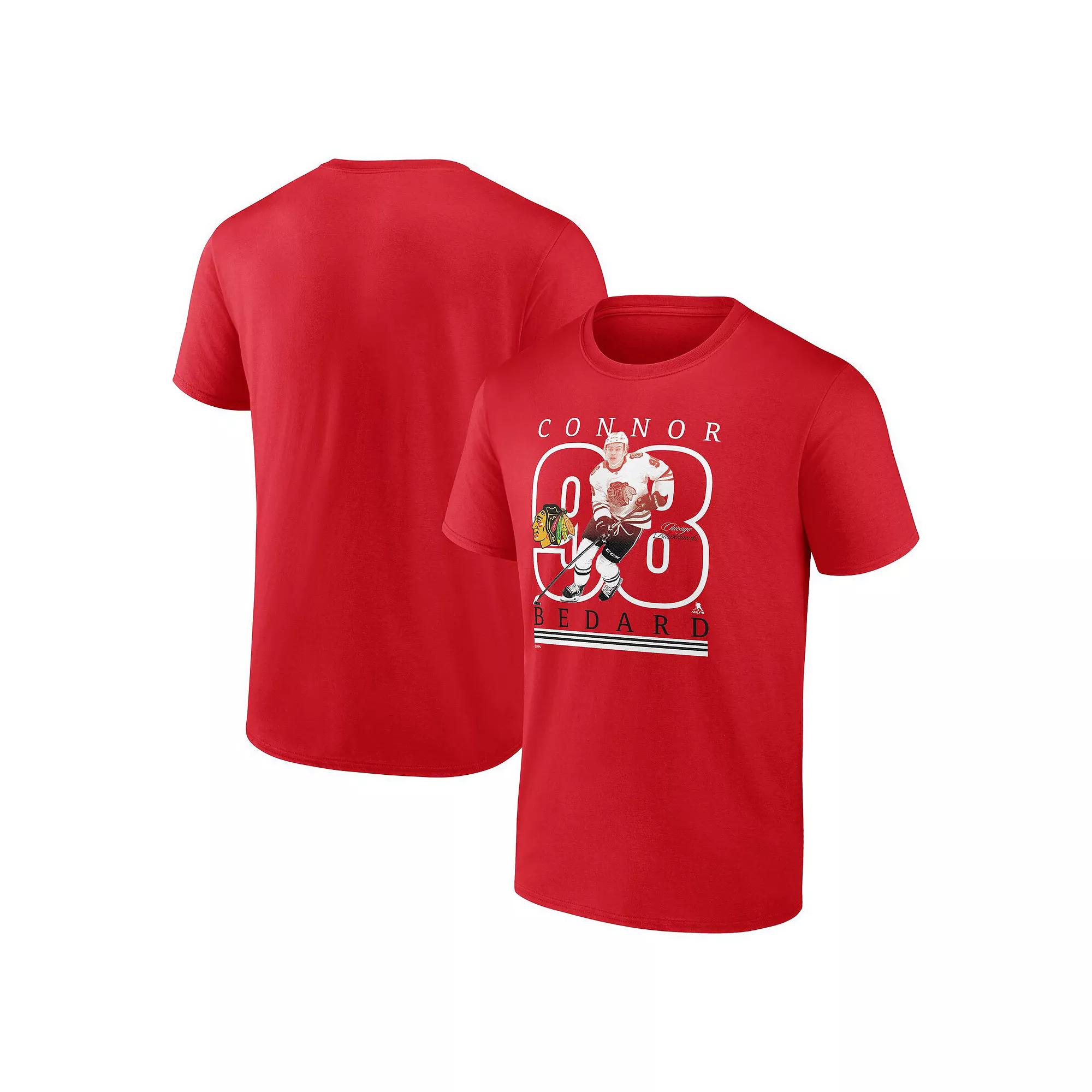 Men's Fanatics Connor Bedard Athletic Red Chicago Blackhawks Player T-Shirt,  Product Image