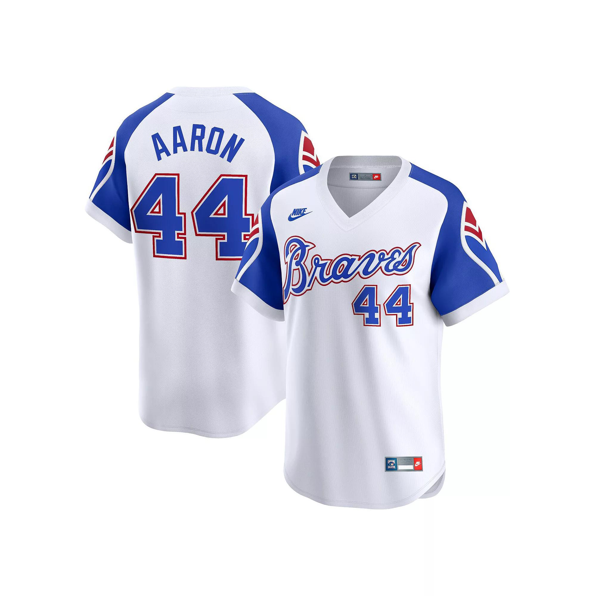 Men's Nike Hank Aaron White Atlanta Braves Throwback Cooperstown Limited Jersey,  Product Image