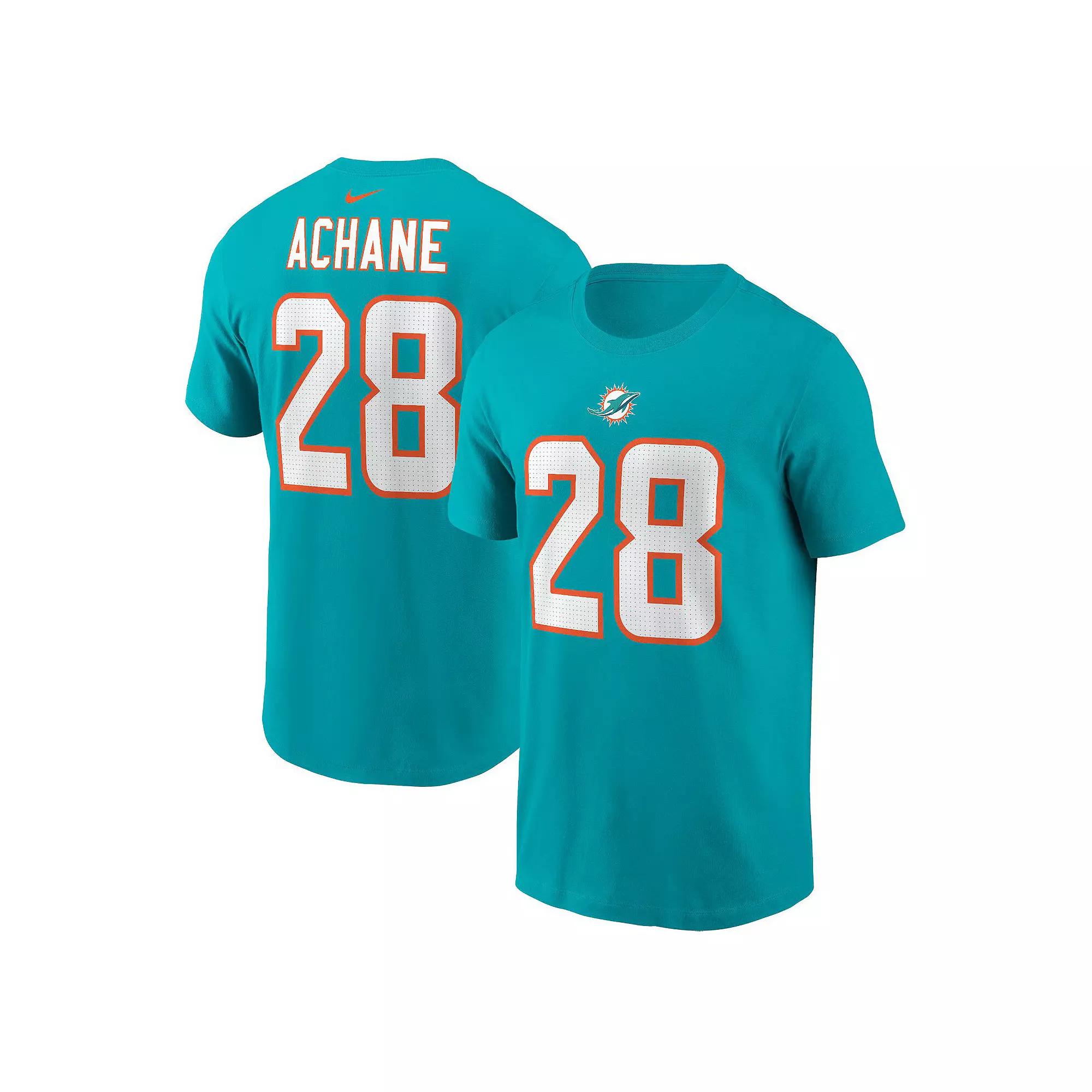 Men's Nike De'Von Achane Aqua Miami Dolphins Player Name & Number T-Shirt,  Product Image