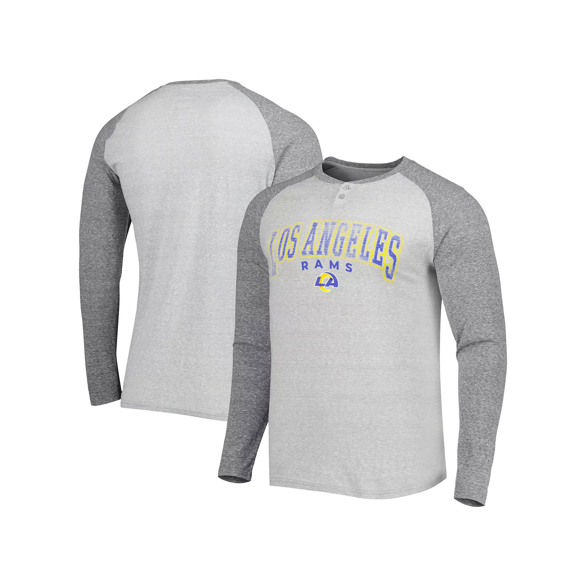 Men's Concepts Sport Heather Gray Los Angeles Rams Ledger Raglan Long Sleeve Henley T-Shirt,  Product Image
