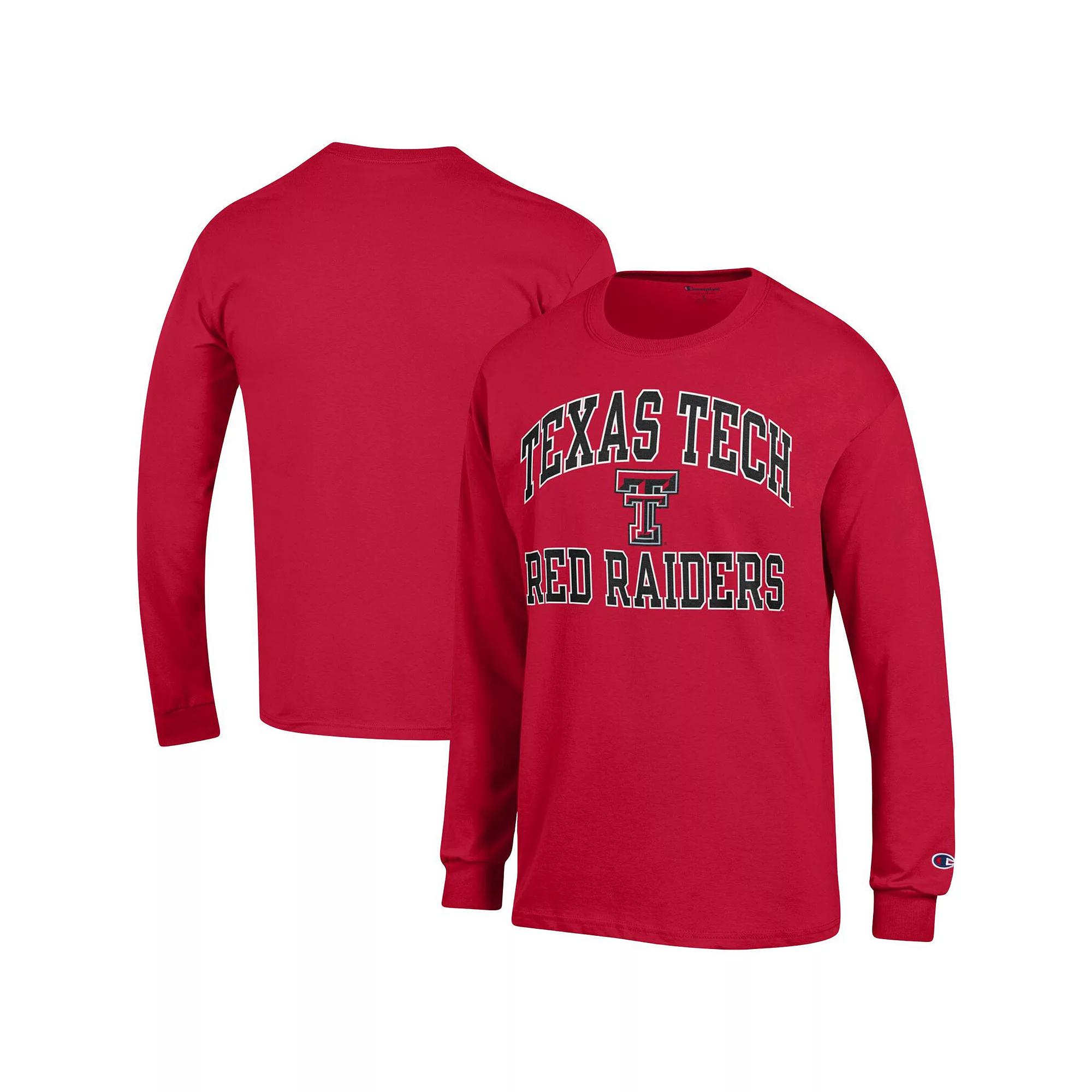Men's Champion Red Texas Tech Red Raiders High Motor Long Sleeve T-Shirt, Size: Medium Product Image