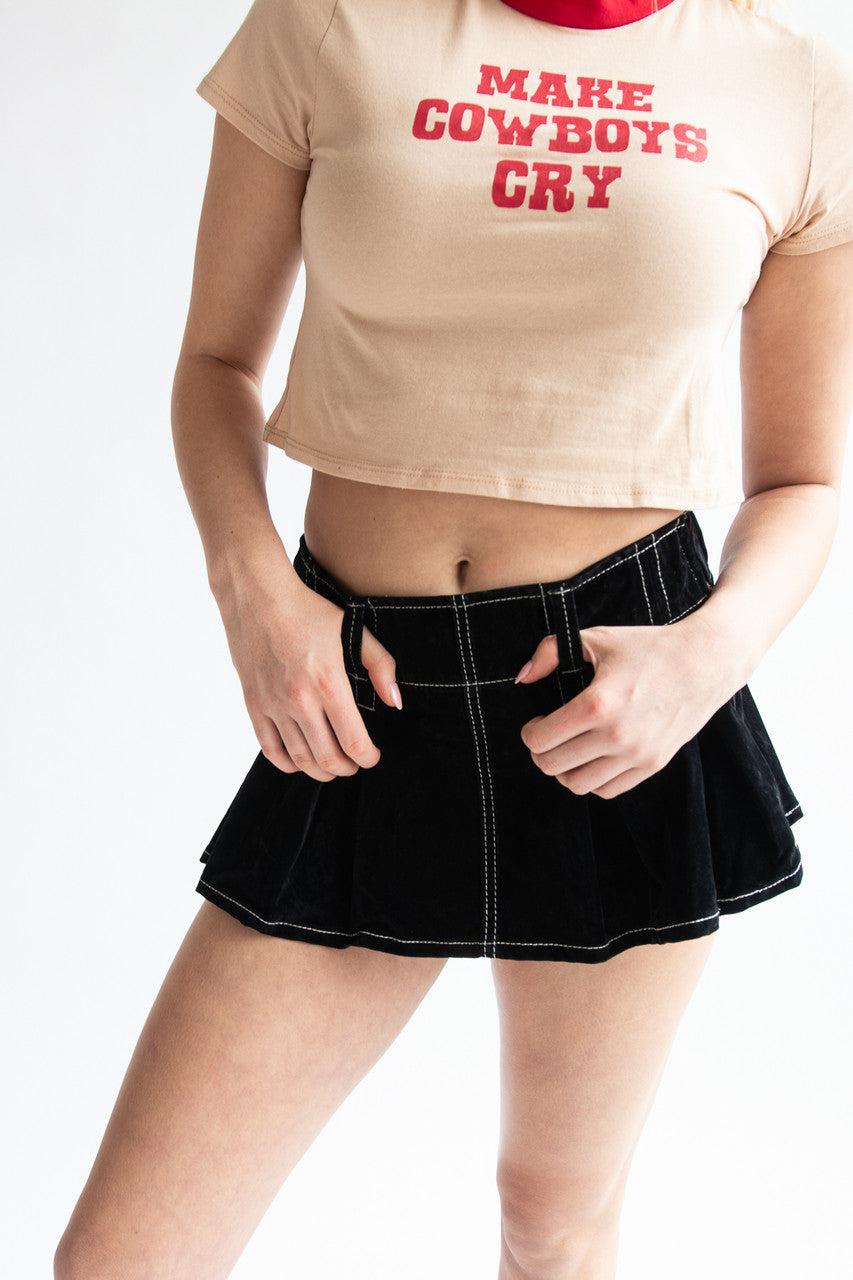 Low Rise Velvet Suede Mini Skort Product Image