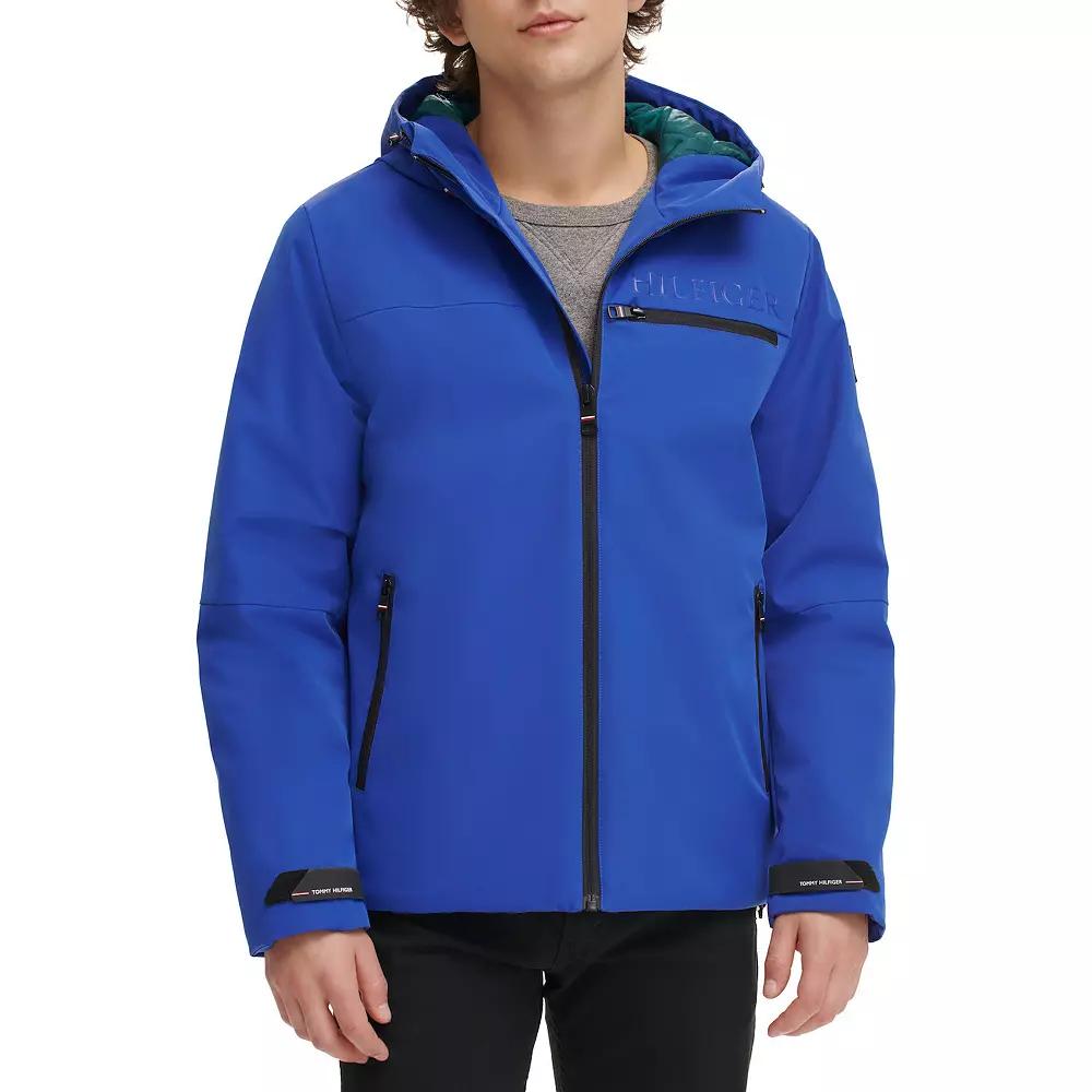Mens Tommy Hilfiger Flex Tech Hooded Rain Jacket Green Product Image