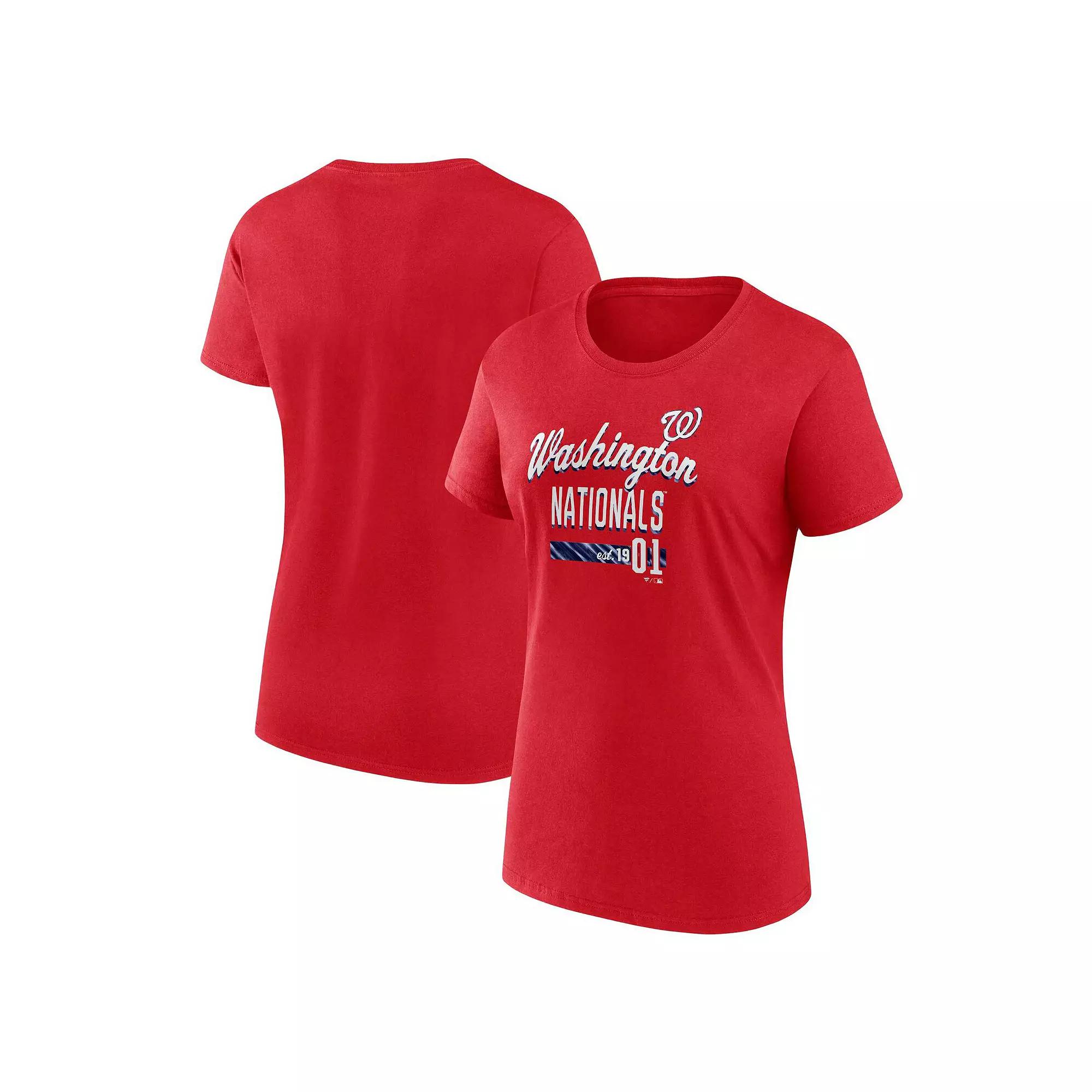 Women's Fanatics Branded Red Washington Nationals Logo Fitted T-Shirt,  Product Image