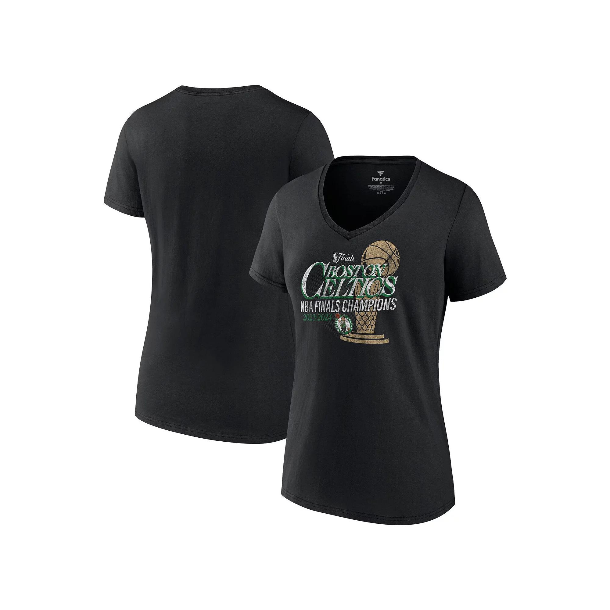 Women's Fanatics Black Boston Celtics 2024 NBA Finals Champions Fast Break Finish Trophy V-Neck T-Shirt, Size: Medium Product Image