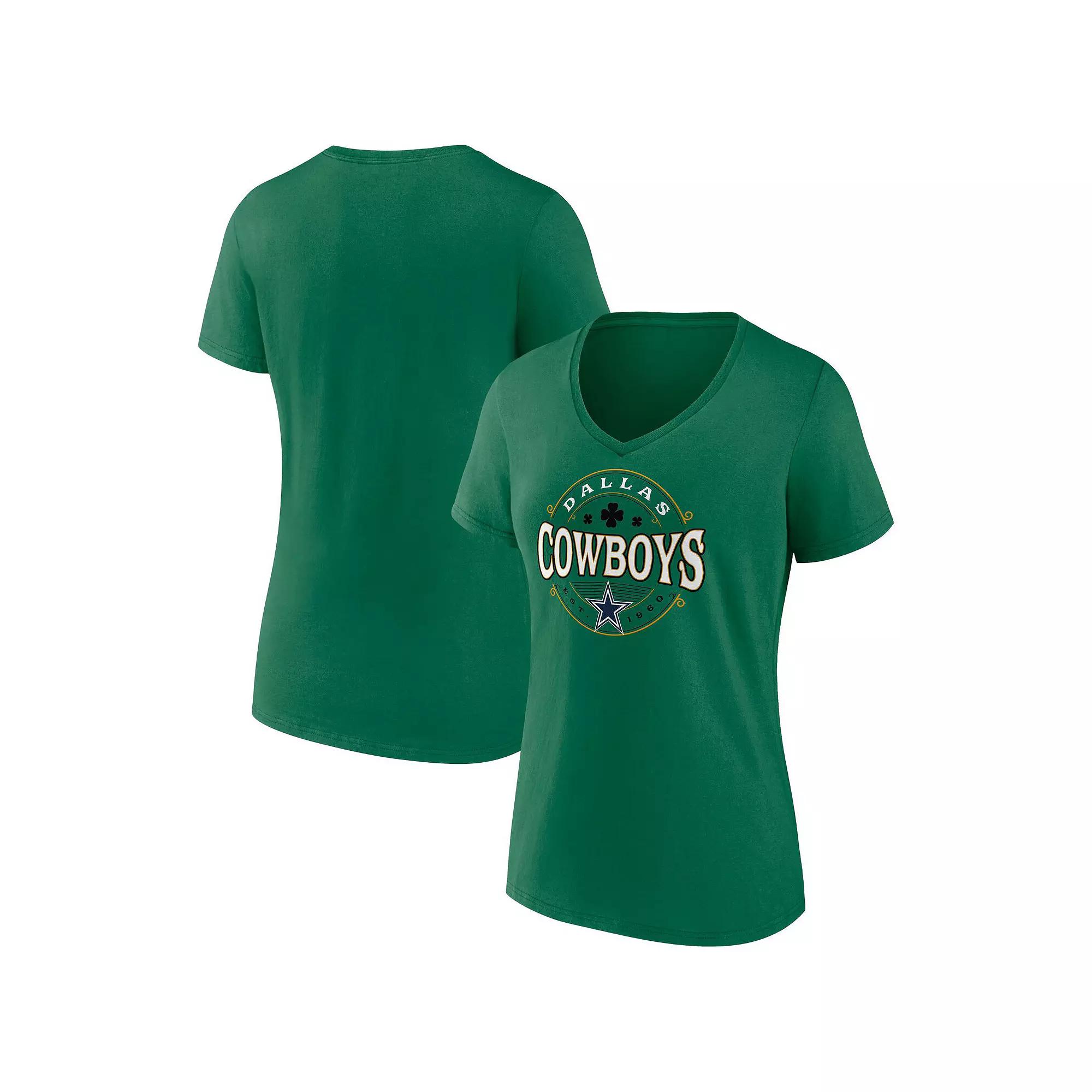 Women's Fanatics Green Dallas Cowboys Lucky Celtic V-Neck T-Shirt,  Product Image