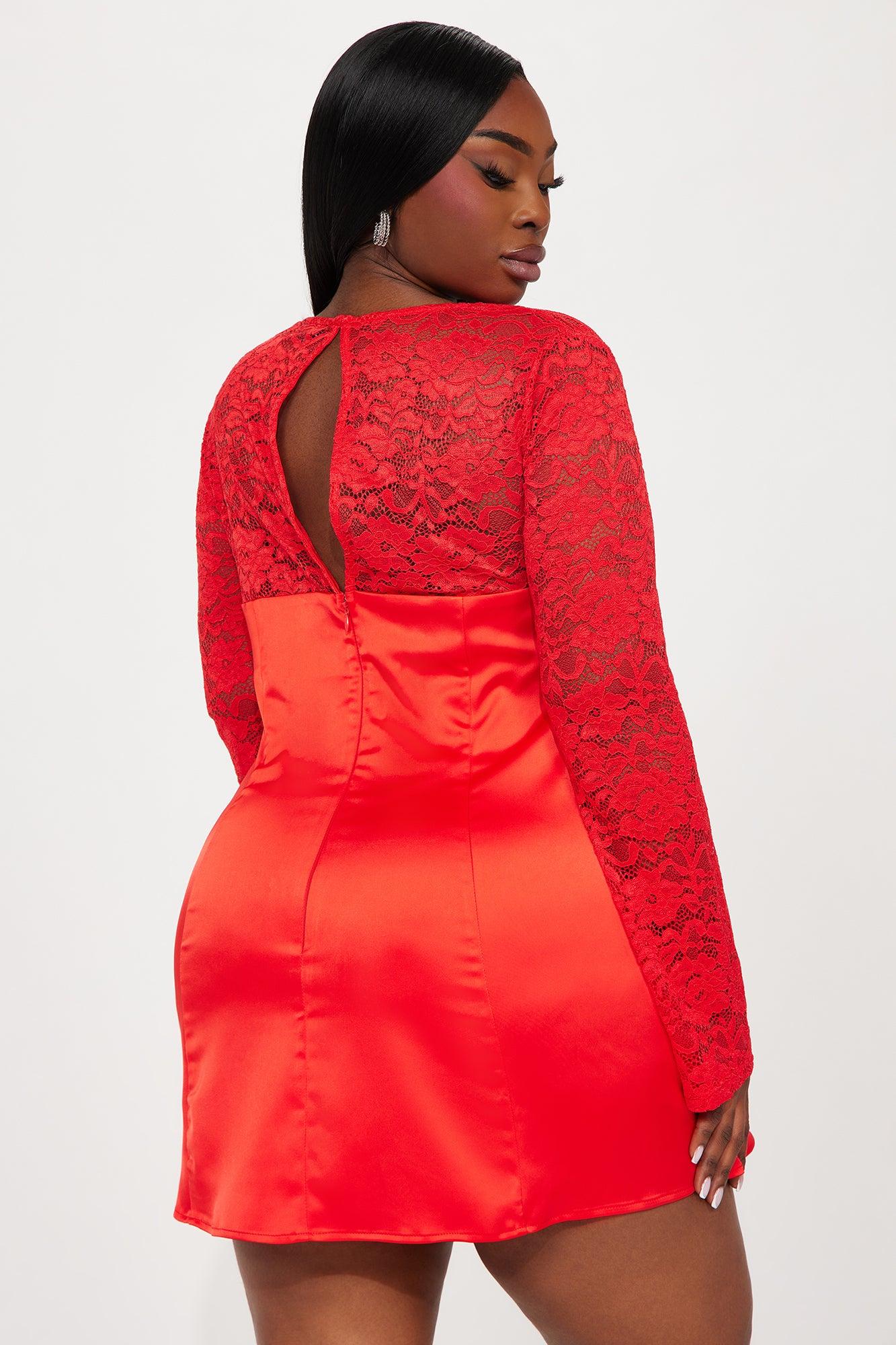 All Yours Satin Mini Dress - Red Product Image