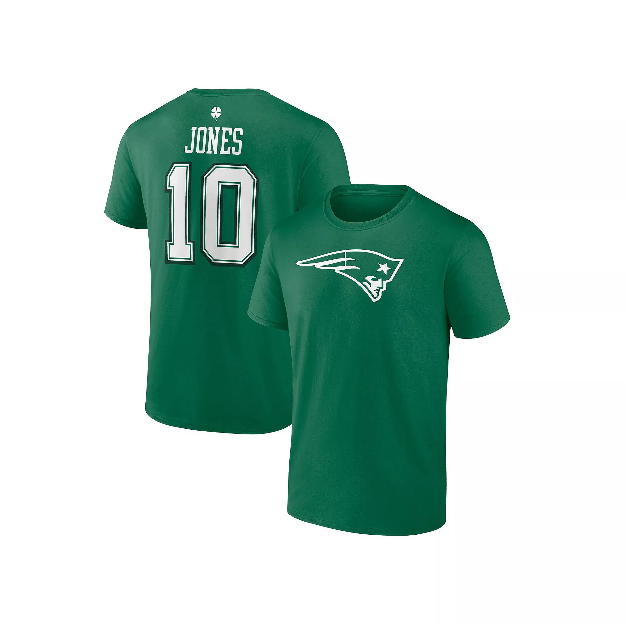 Men's Fanatics Branded Mac Jones Green New England Patriots St. Patrick's Day Icon Player T-Shirt, Size: Small Product Image