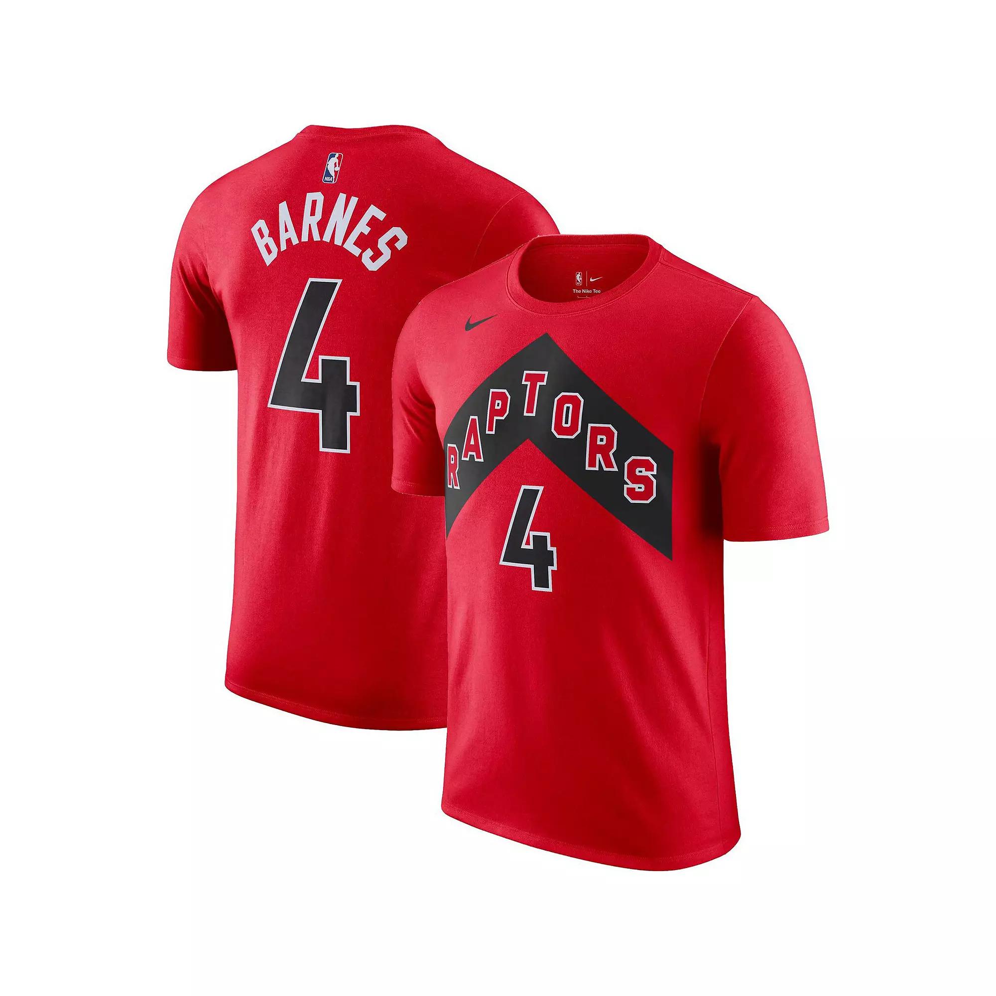 Men's Nike Scottie Barnes Red Toronto Raptors Icon 2022/23 Name & Number T-Shirt, Size: Medium, Rpt Red Product Image