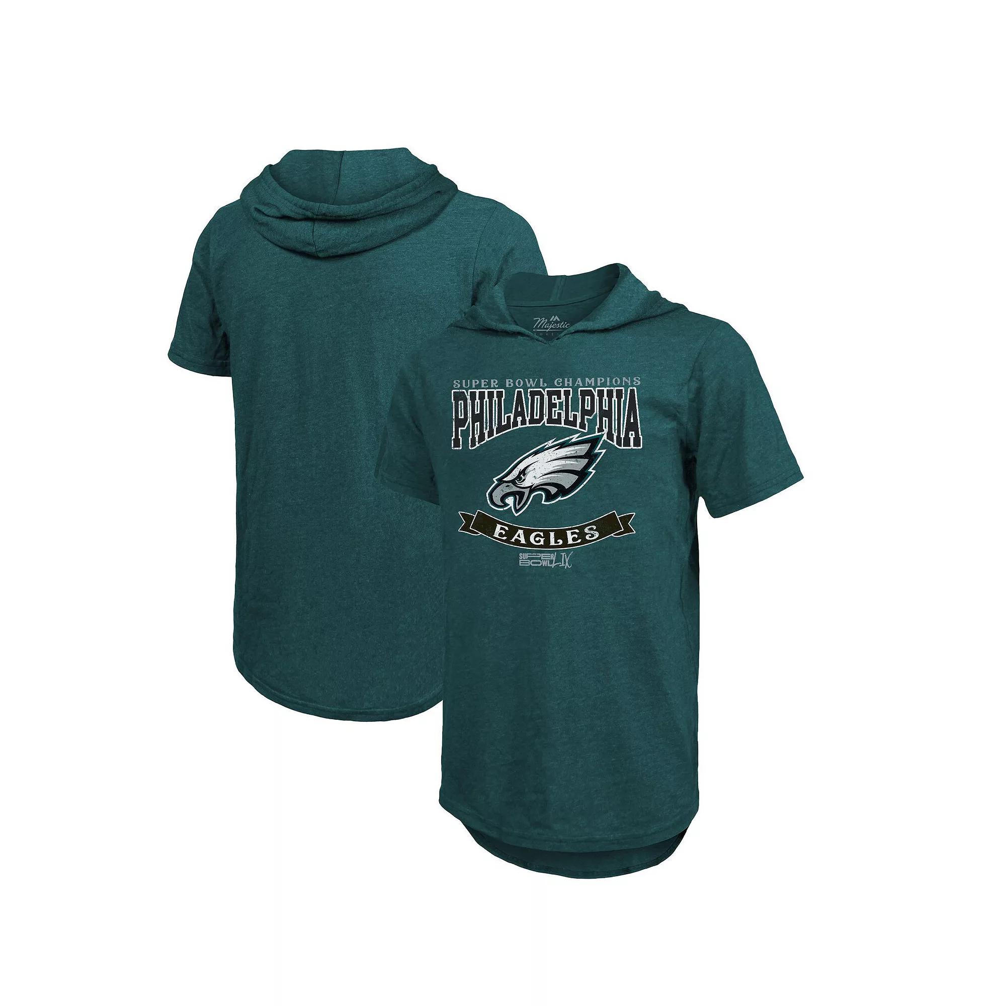 Men's Majestic Threads Midnight Green Philadelphia Eagles Super Bowl LIX Champions Coffin Corner Tri-Blend Hoodie T-Shirt, Size: 3XL Product Image
