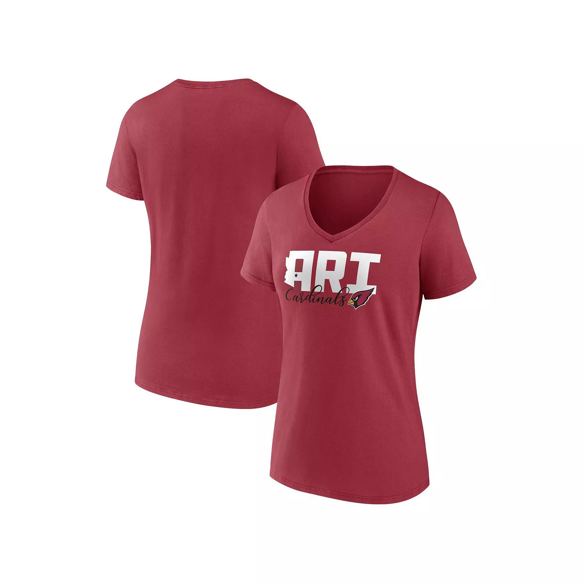 Women's Fanatics Branded Cardinal Arizona Cardinals Back Home Again V-Neck T-Shirt,  Product Image