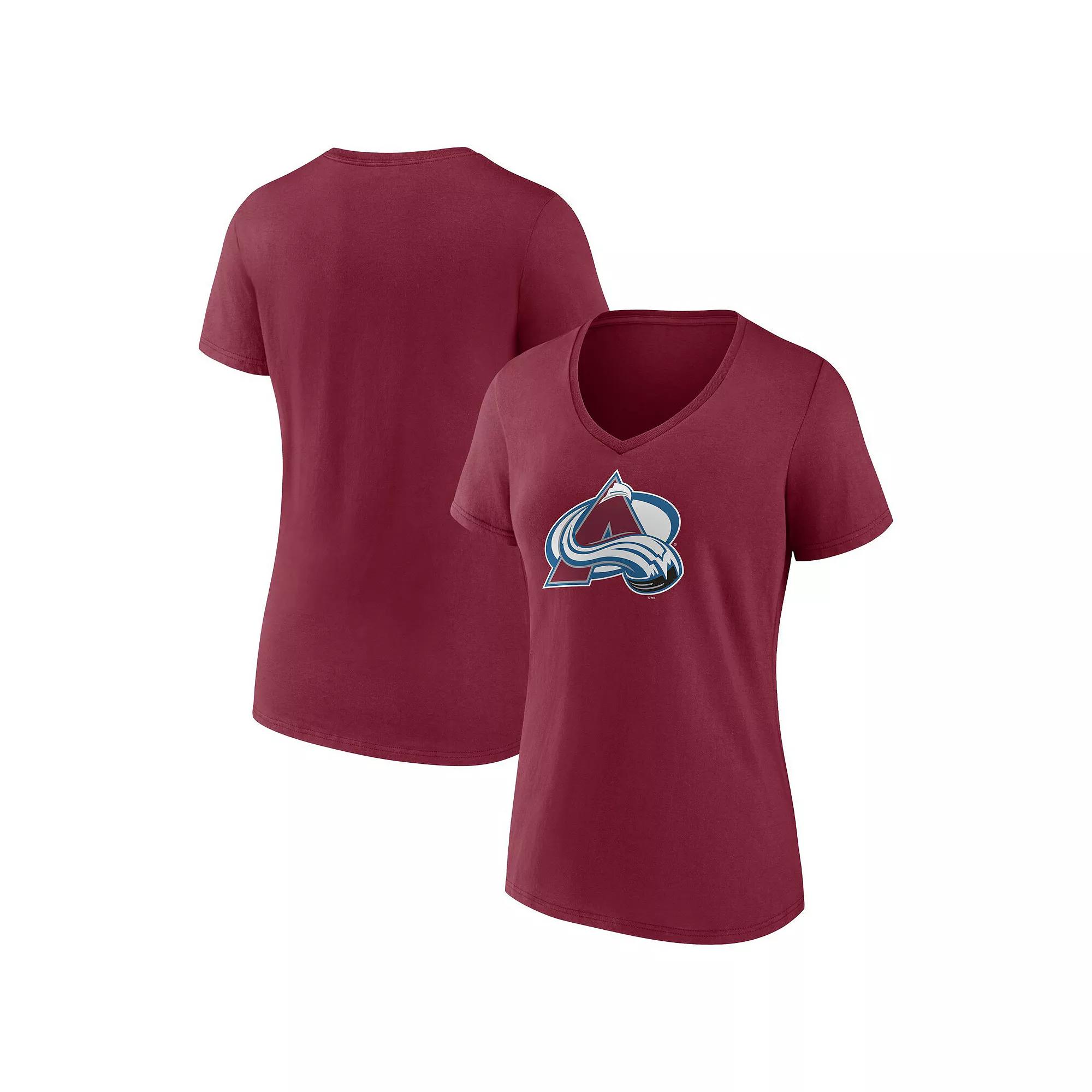 Women's Fanatics Burgundy Colorado Avalanche Primary Logo Team V-Neck T-Shirt, Size: Small, Med Re Product Image