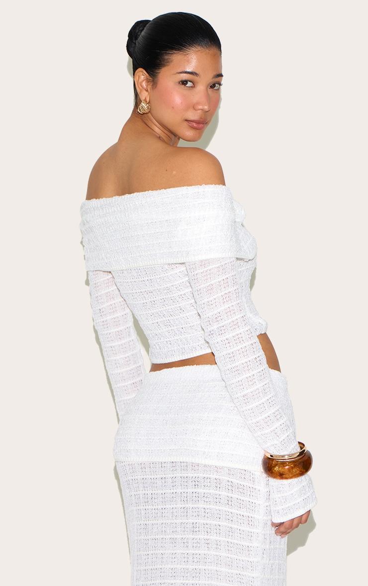 White Bardot Textured Knit Top Product Image