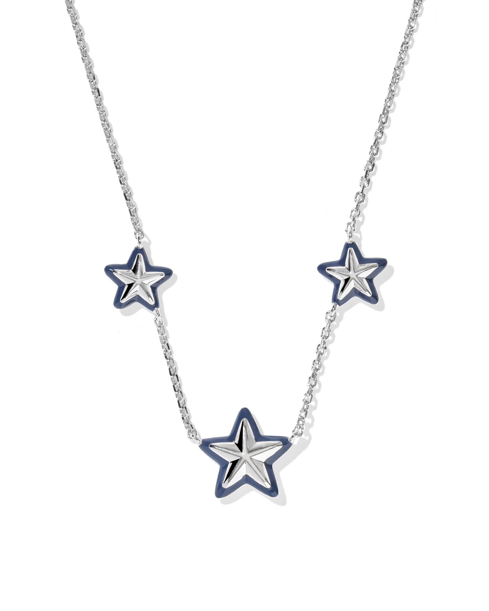 Elisa Silver Pave Star Short Pendant Necklace Product Image