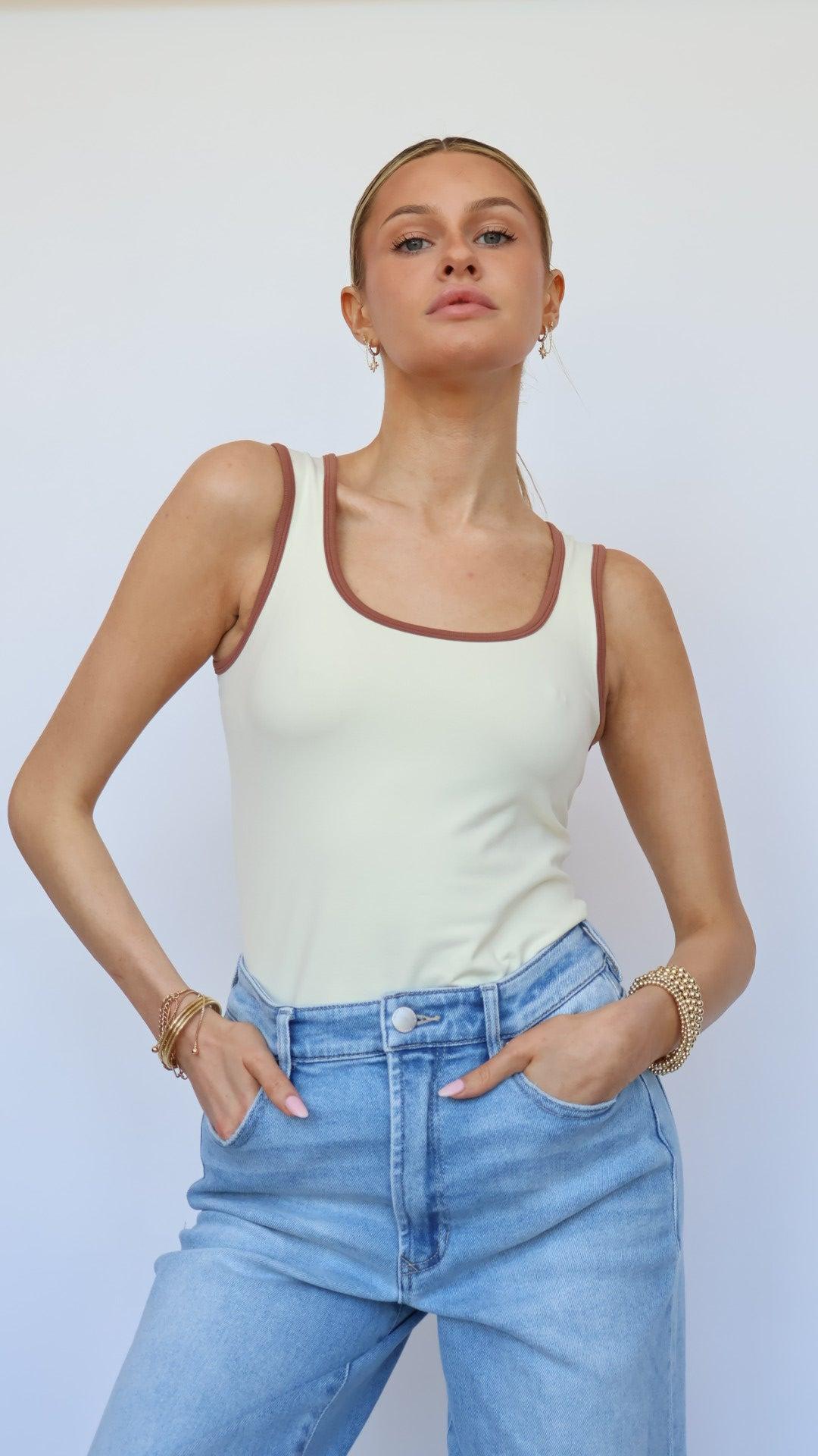 Contrast Trim Scoop Neck Tank Product Image
