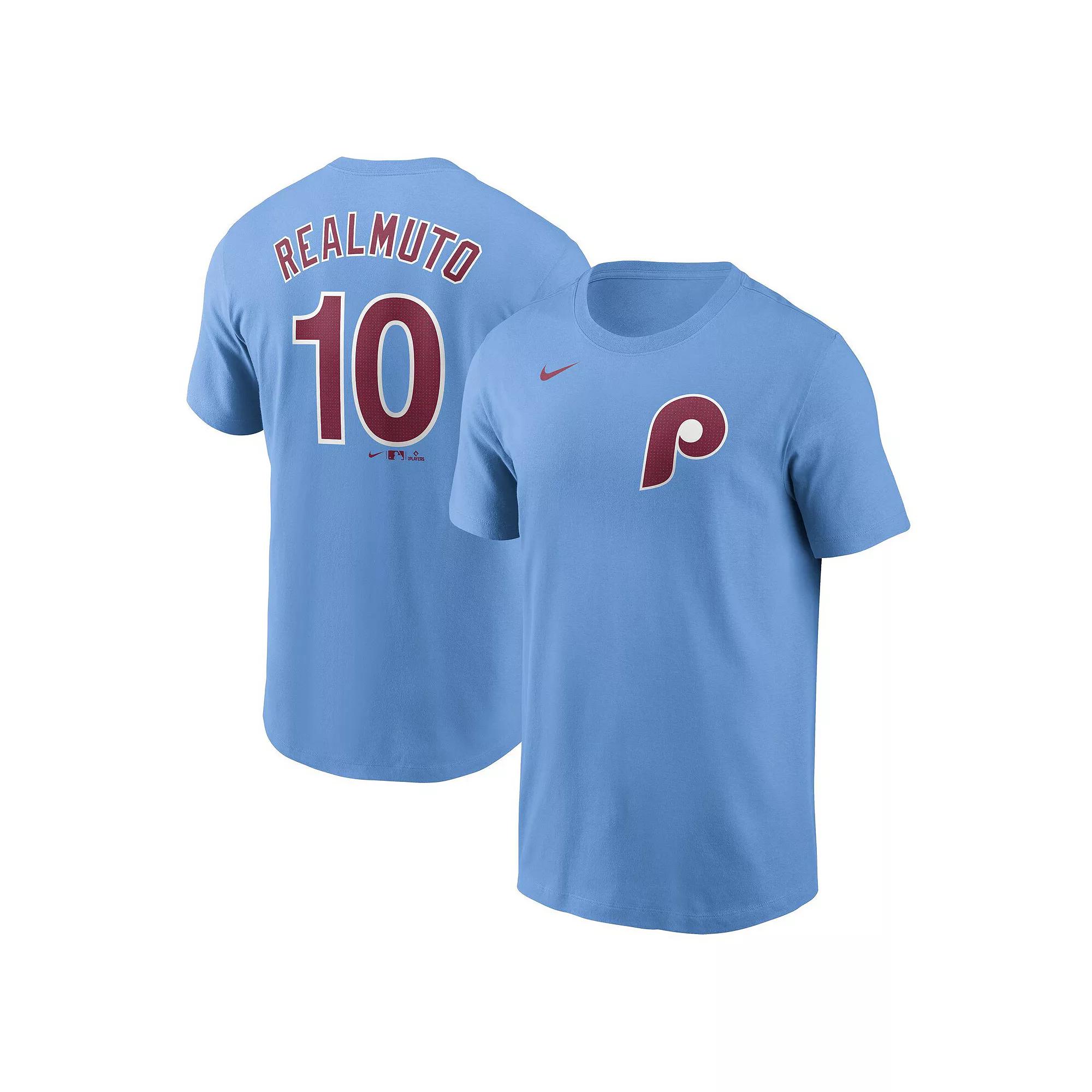 Men's Nike J.T. Realmuto Light Blue Philadelphia Phillies Fuse Name & Number T-Shirt,  Product Image
