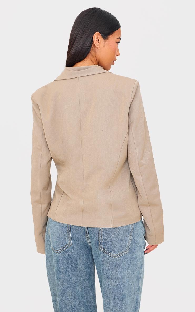 Taupe Fitted Asymmetric Jean Grazer Blazer Product Image
