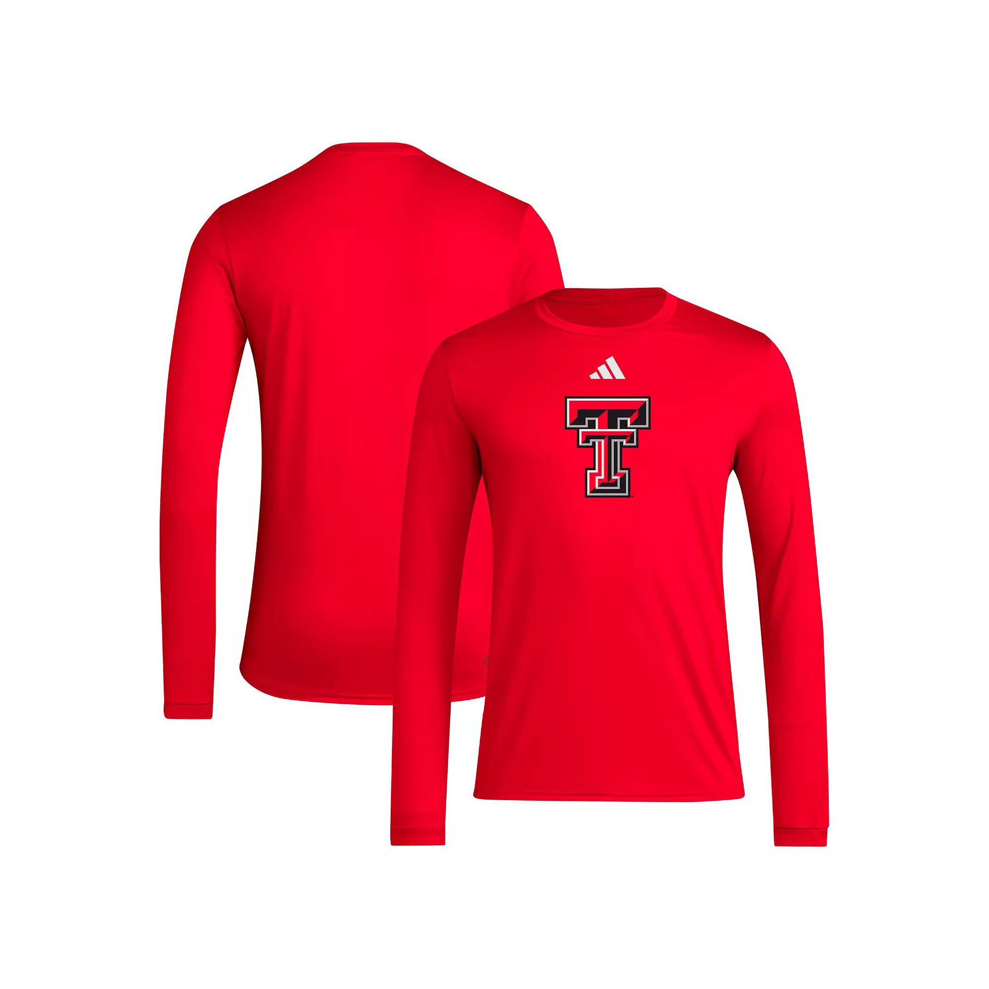 Men's adidas Red Texas Tech Red Raiders Primary Locker Logo AEROREADY Long Sleeve T-Shirt,  Product Image
