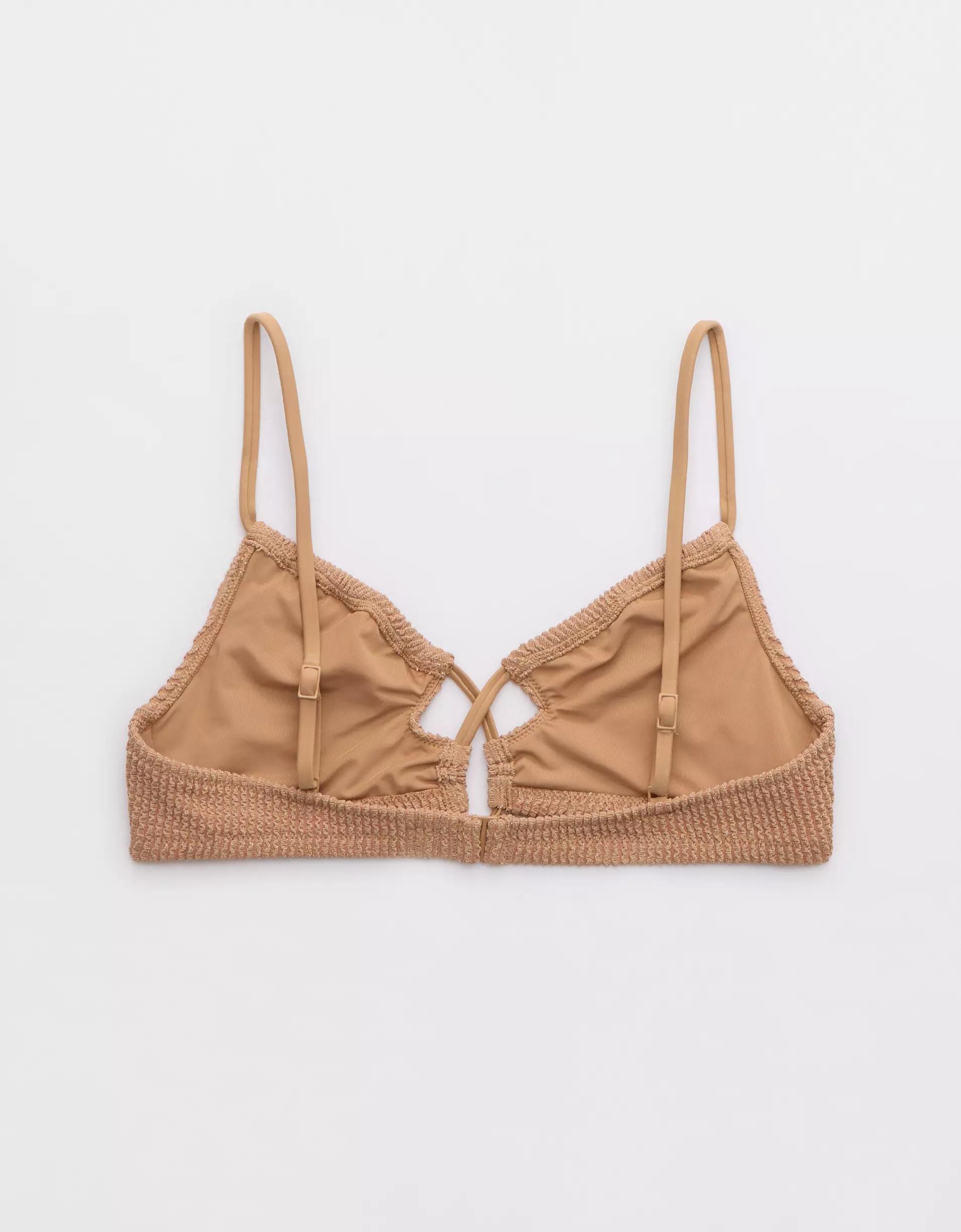 Aerie Shimmery Crinkle Lace Up Scoop Bikini Top Product Image