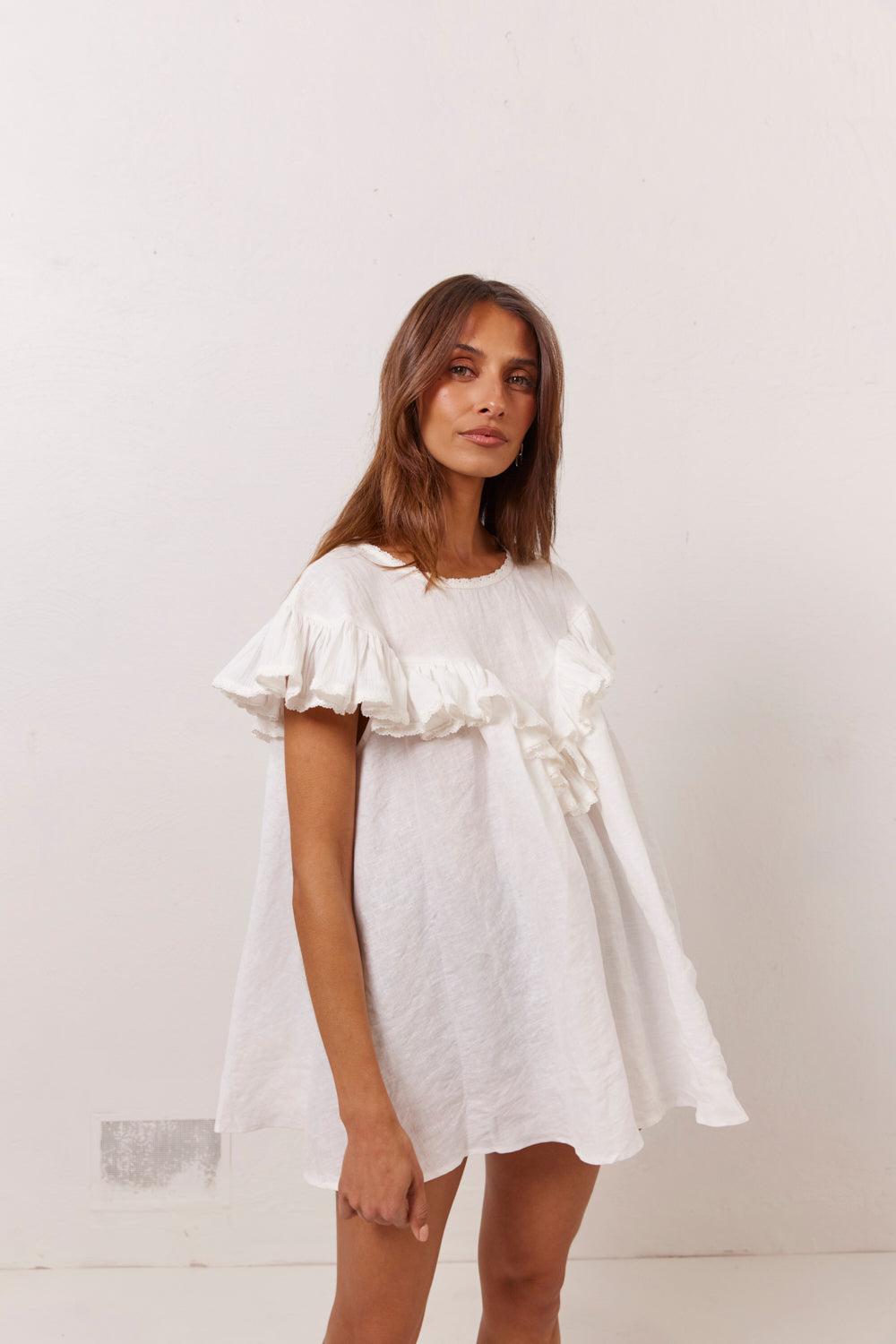 Viola Linen Tunic White Product Image