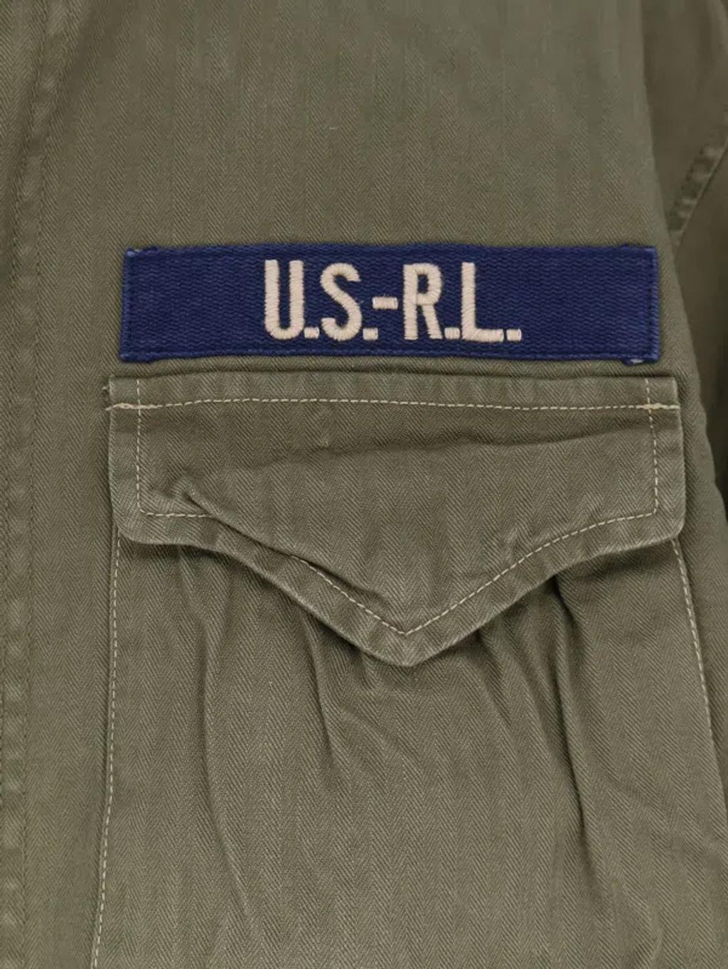 POLO RALPH LAUREN Cotton Denim Jacket With Front Logo Patch In Green Product Image