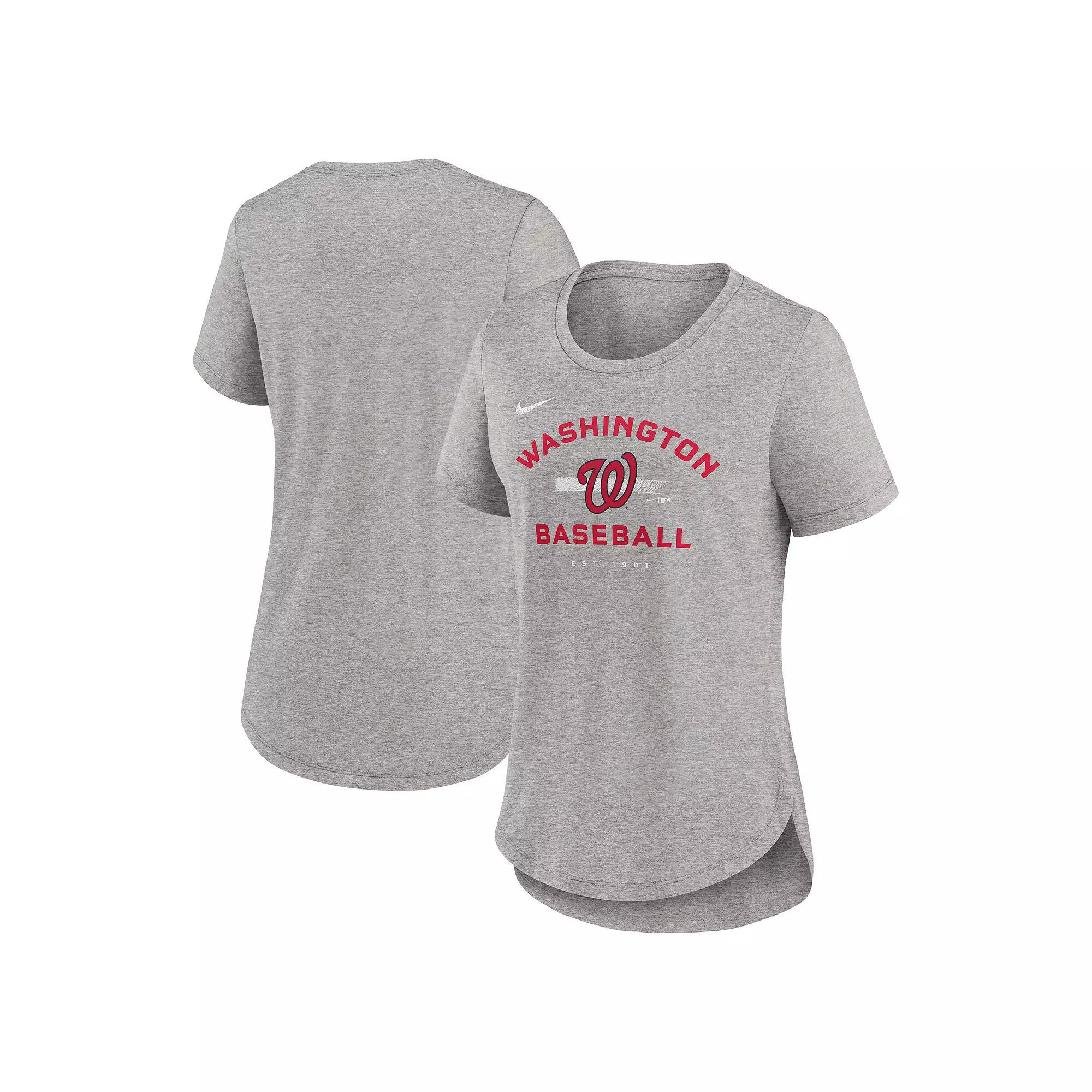 Women's Nike Heather Gray Washington Nationals Hot Prospect Tri-Blend T-Shirt,  Product Image