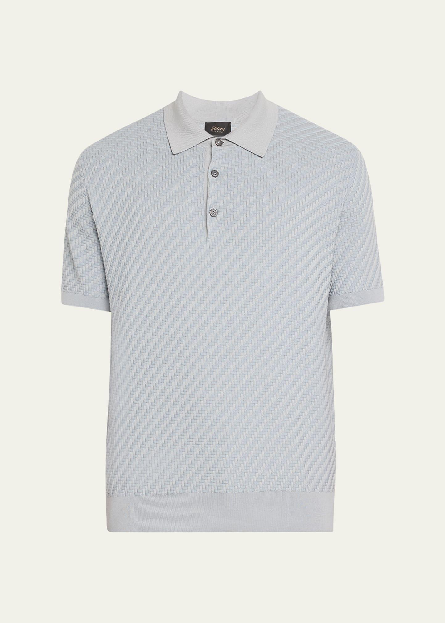 Mens Basketweave Stitch Polo Sweater Product Image