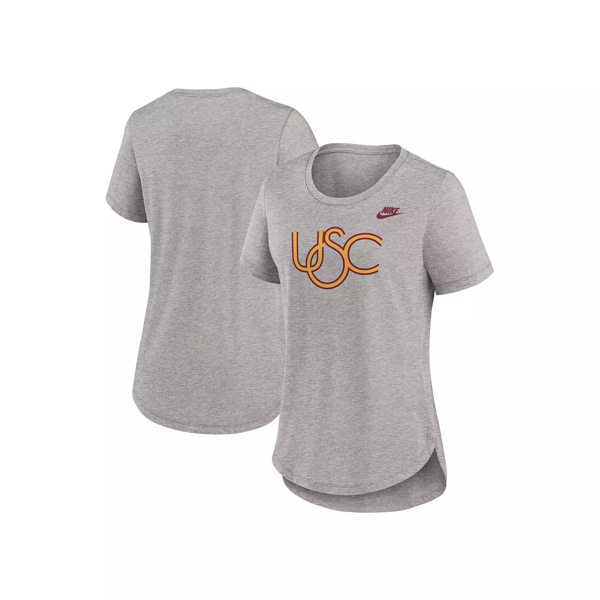 Women's Nike Heather Gray USC Trojans Legacy Tri-Blend T-Shirt, Size: Small, Grey Product Image