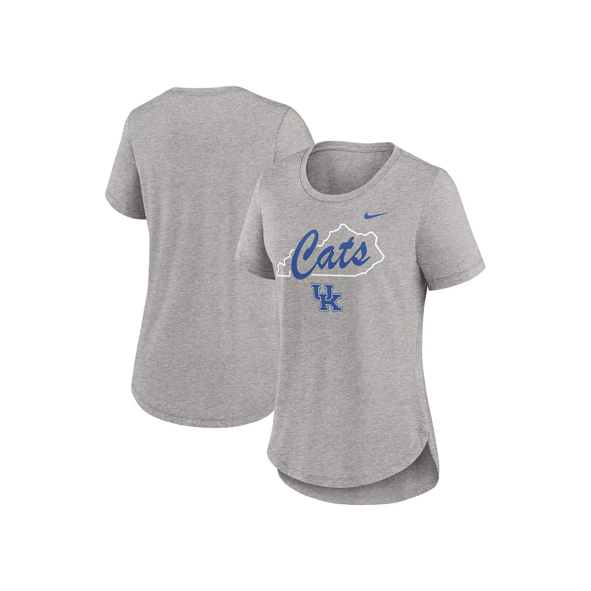 Women's Nike Heather Gray Kentucky Wildcats Local Campus Location Mantra Tri-Blend T-Shirt, Size: XL, Grey Product Image
