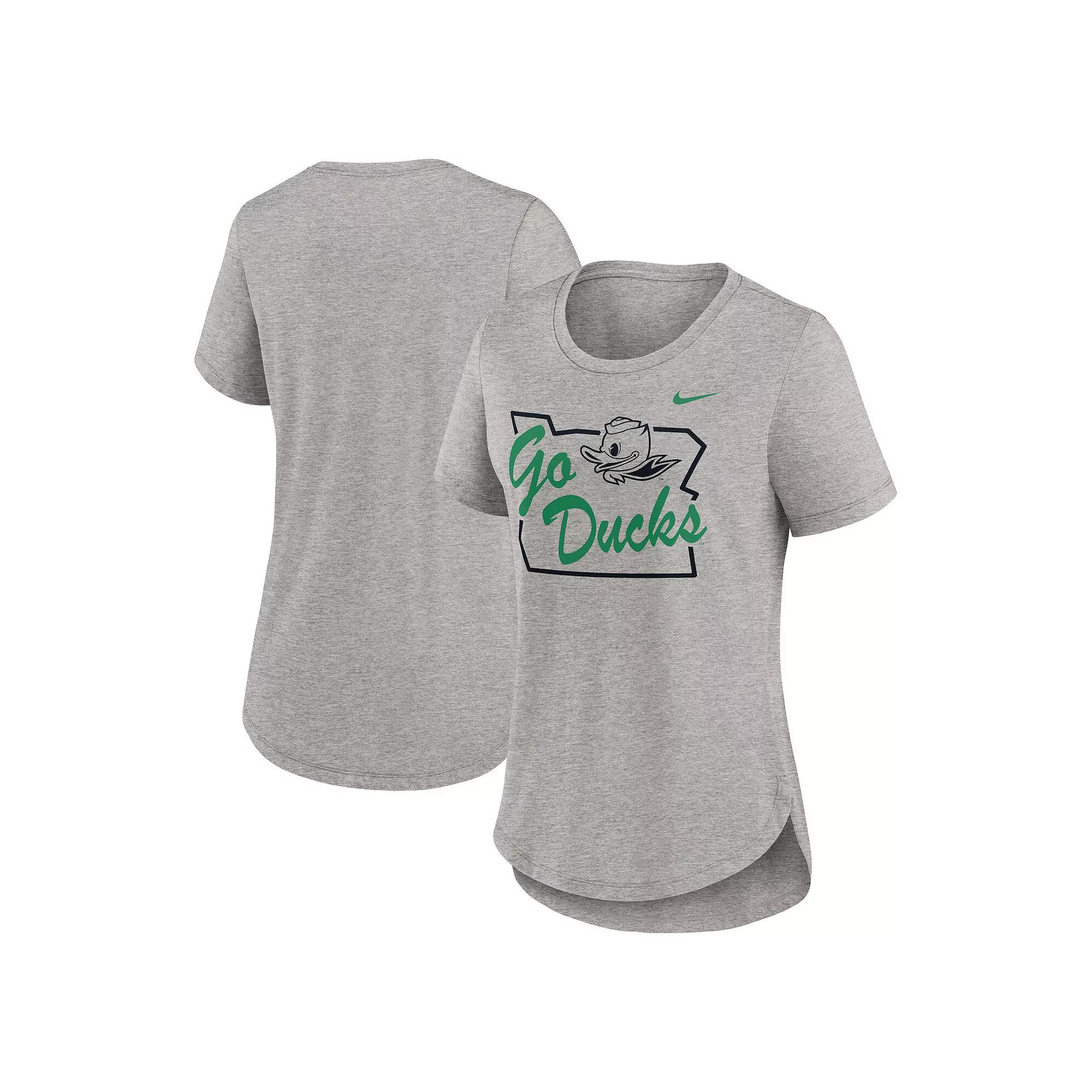 Women's Nike Heather Gray Oregon Ducks Local Campus Location Mantra Tri-Blend T-Shirt,  Product Image