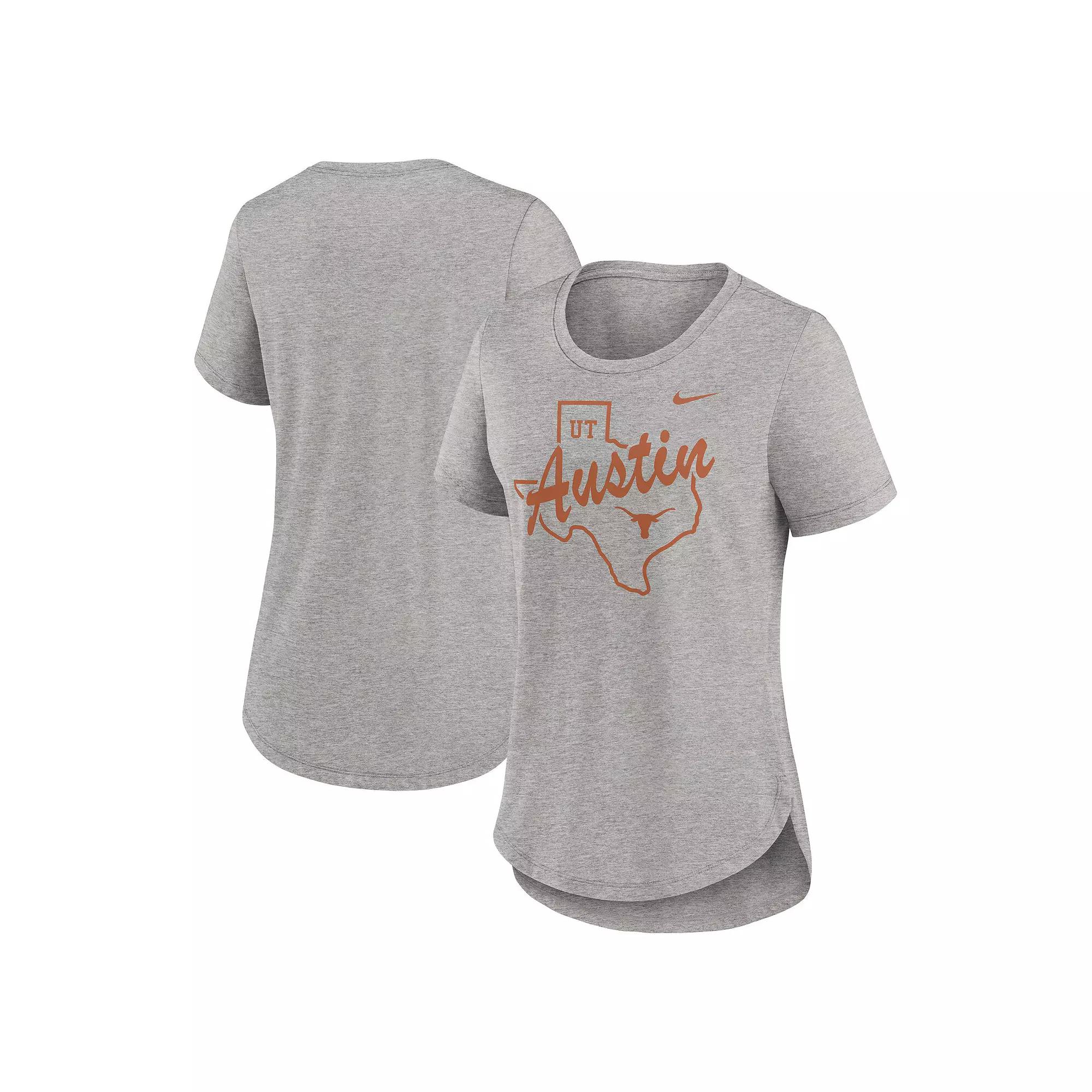 Women's Nike Heather Gray Texas Longhorns Local Campus Location Mantra Tri-Blend T-Shirt,  Product Image