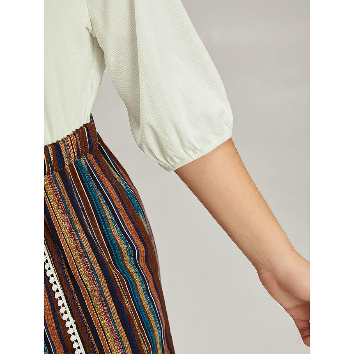 Plus Size Multicolor Rainbow Print Wrap Hem Pocket Button Detail Jumpsuit Women Vacation Half Sleeve Round Neck Dailywear Loose Jumpsuits BloomChic 14-16/1X Product Image