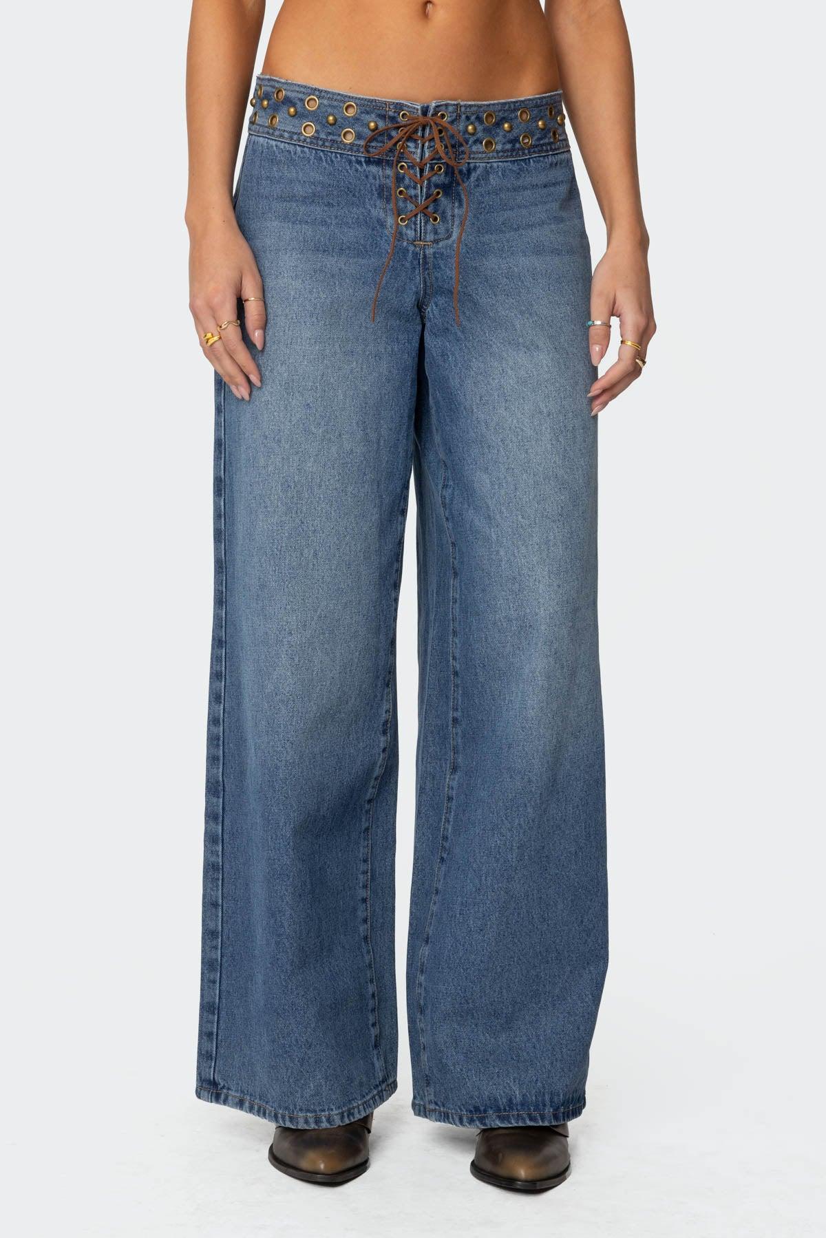 Stud & Grommet Low Rise Jeans Product Image