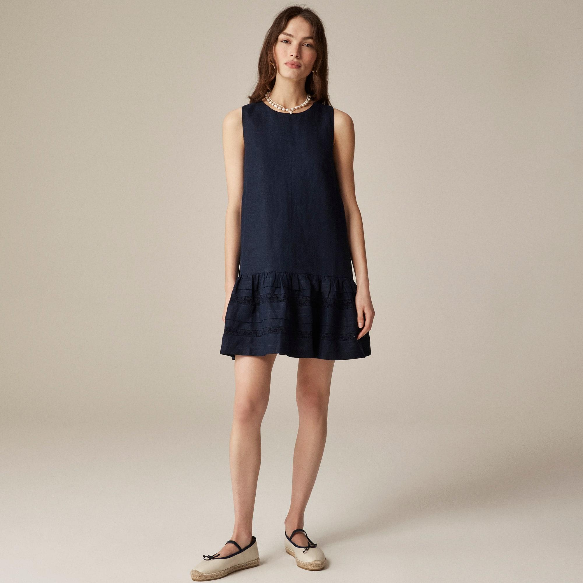 Maxine ruffle-trim dress in linen Product Image