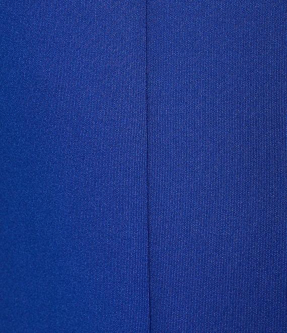 Belle by Badgley Mischka Nina Crew Neck Short Puff Sleeve Front Slit Sheath Maxi Dress Product Image