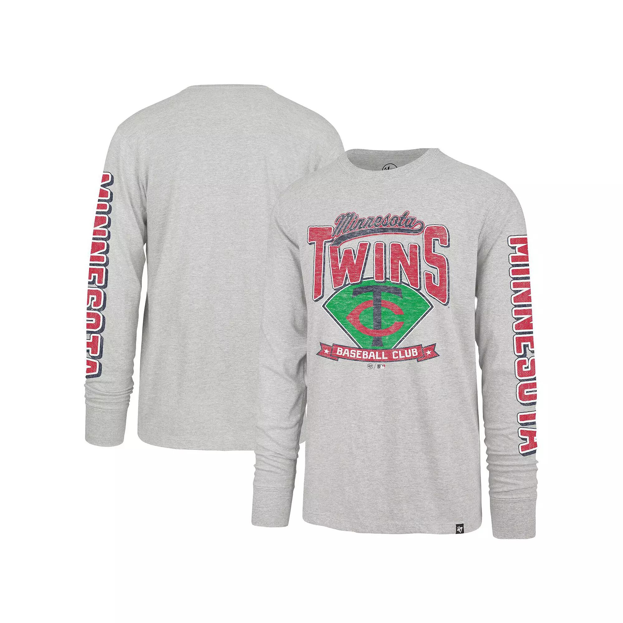 Men's '47 Gray Minnesota Twins Fair Ball Franklin Long Sleeve T-Shirt, Size: 2XL, Grey Product Image