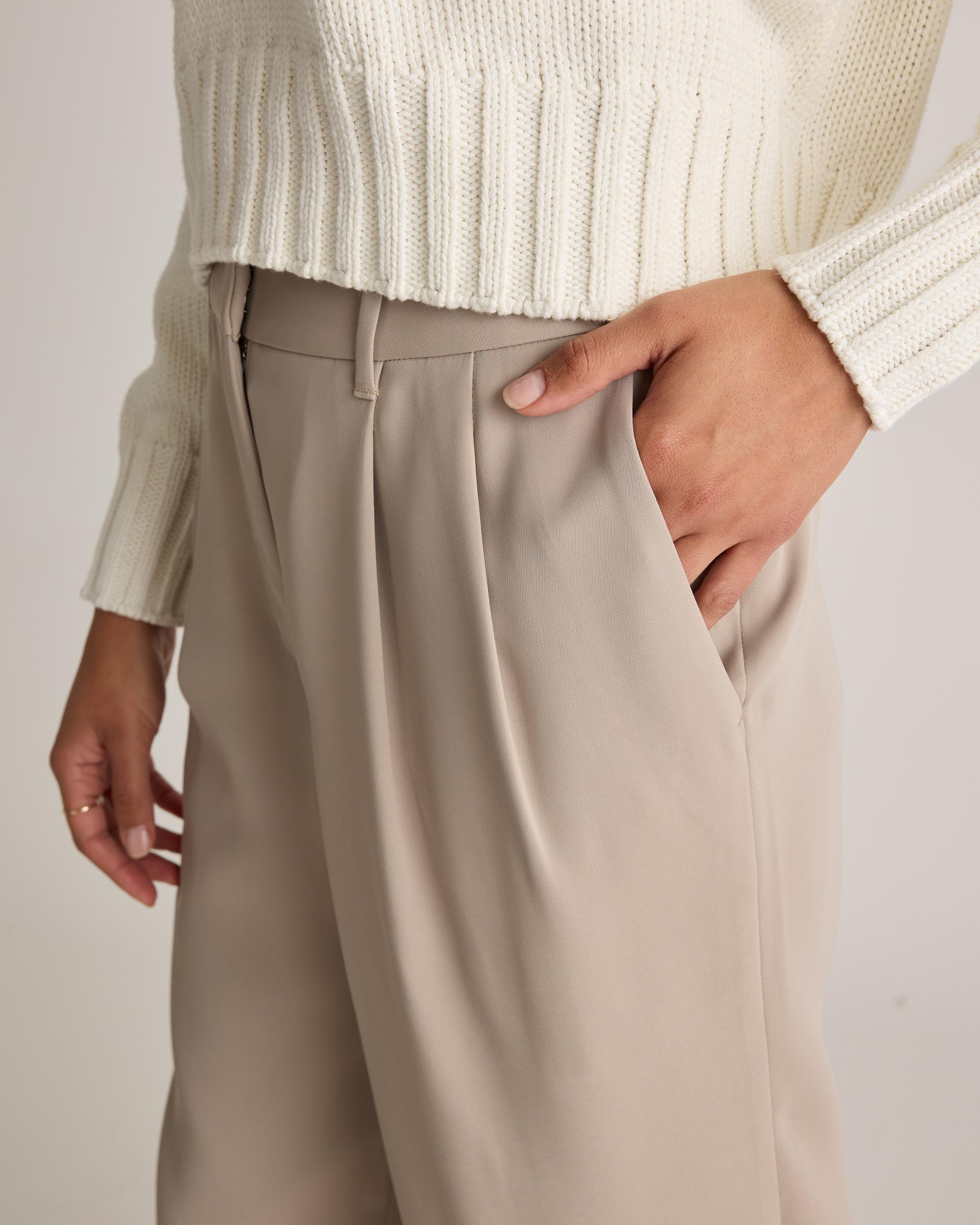 Quince | Women's Stretch Crepe Pleated Wide Leg Pants Recycled Polyester Product Image