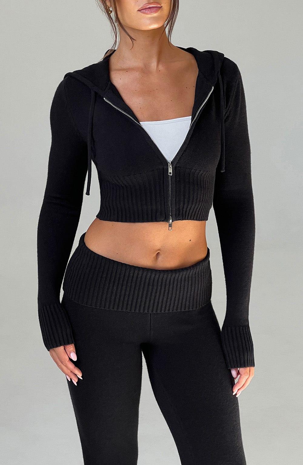 Portia Knit Hoodie - Black Product Image