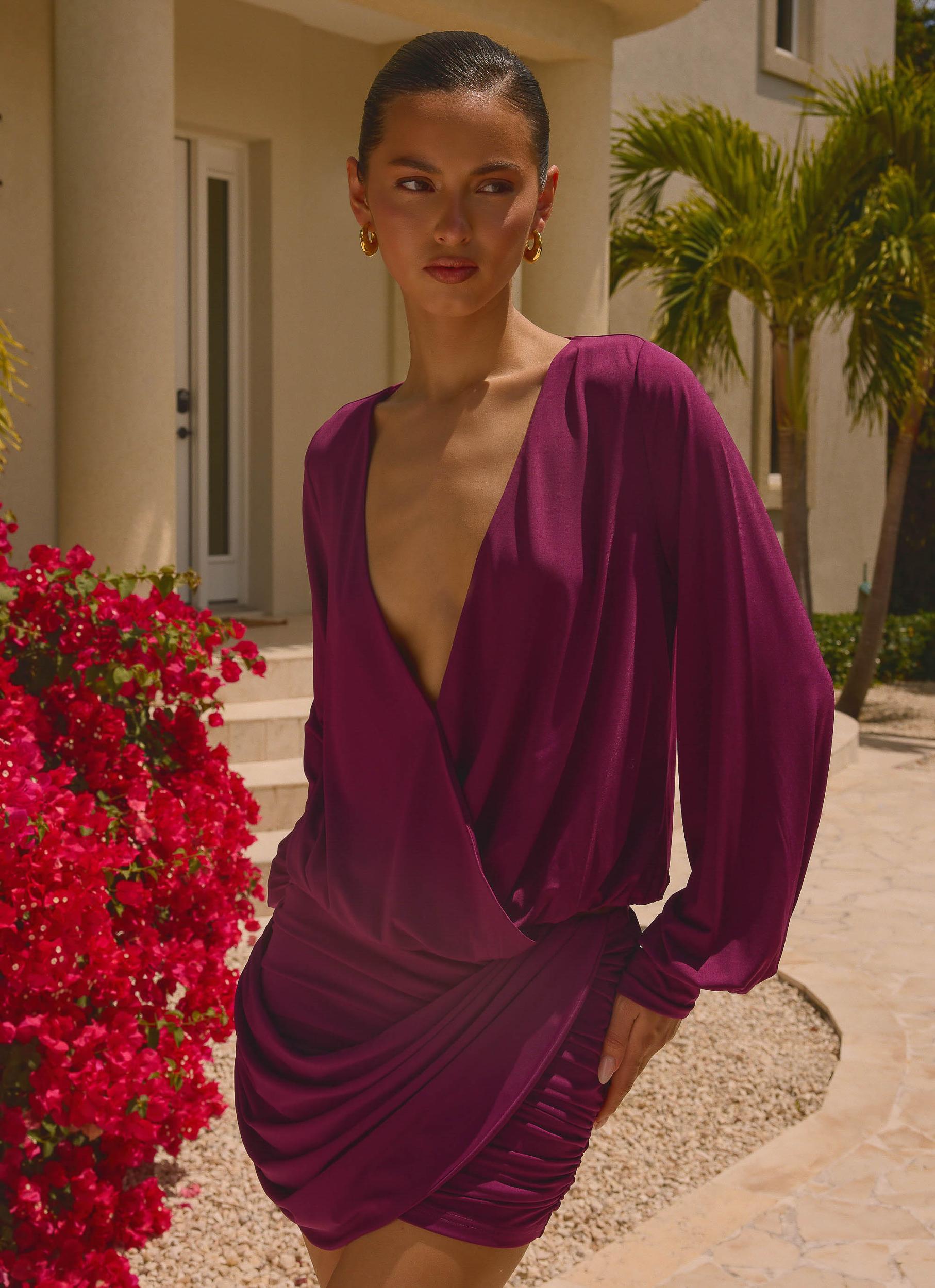 Ettah Long Sleeve Top - Plum Product Image