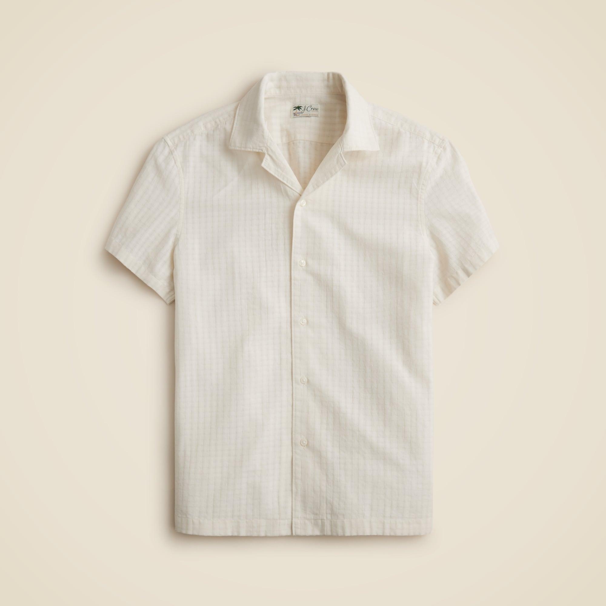 Short-sleeve cotton dobby camp-collar shirt Product Image