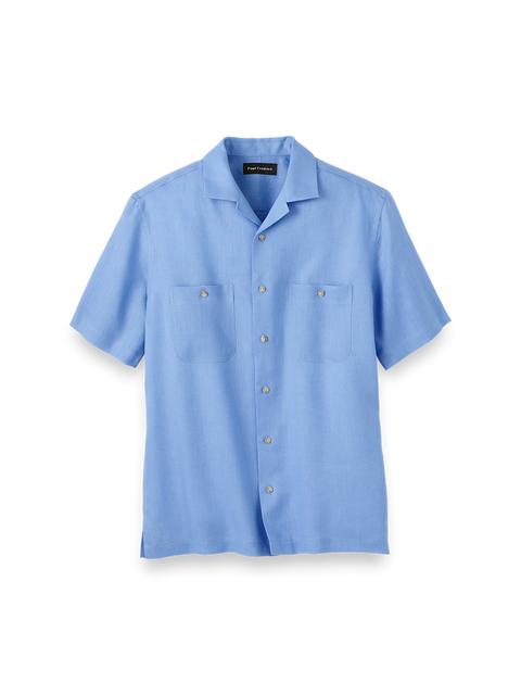 Linen Solid Casual Shirt - Light Blue Product Image