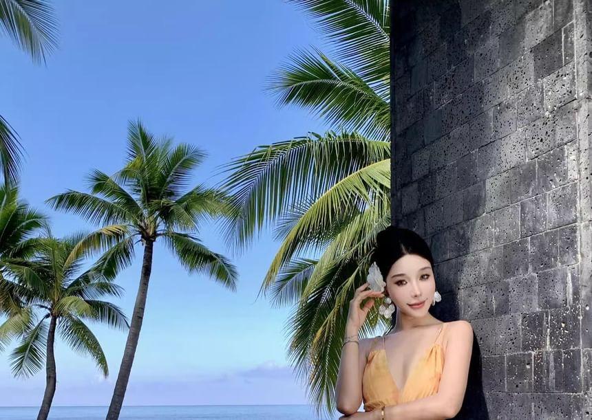 Spaghetti Strap Floral Open Back Midi A-Line Sundress Product Image